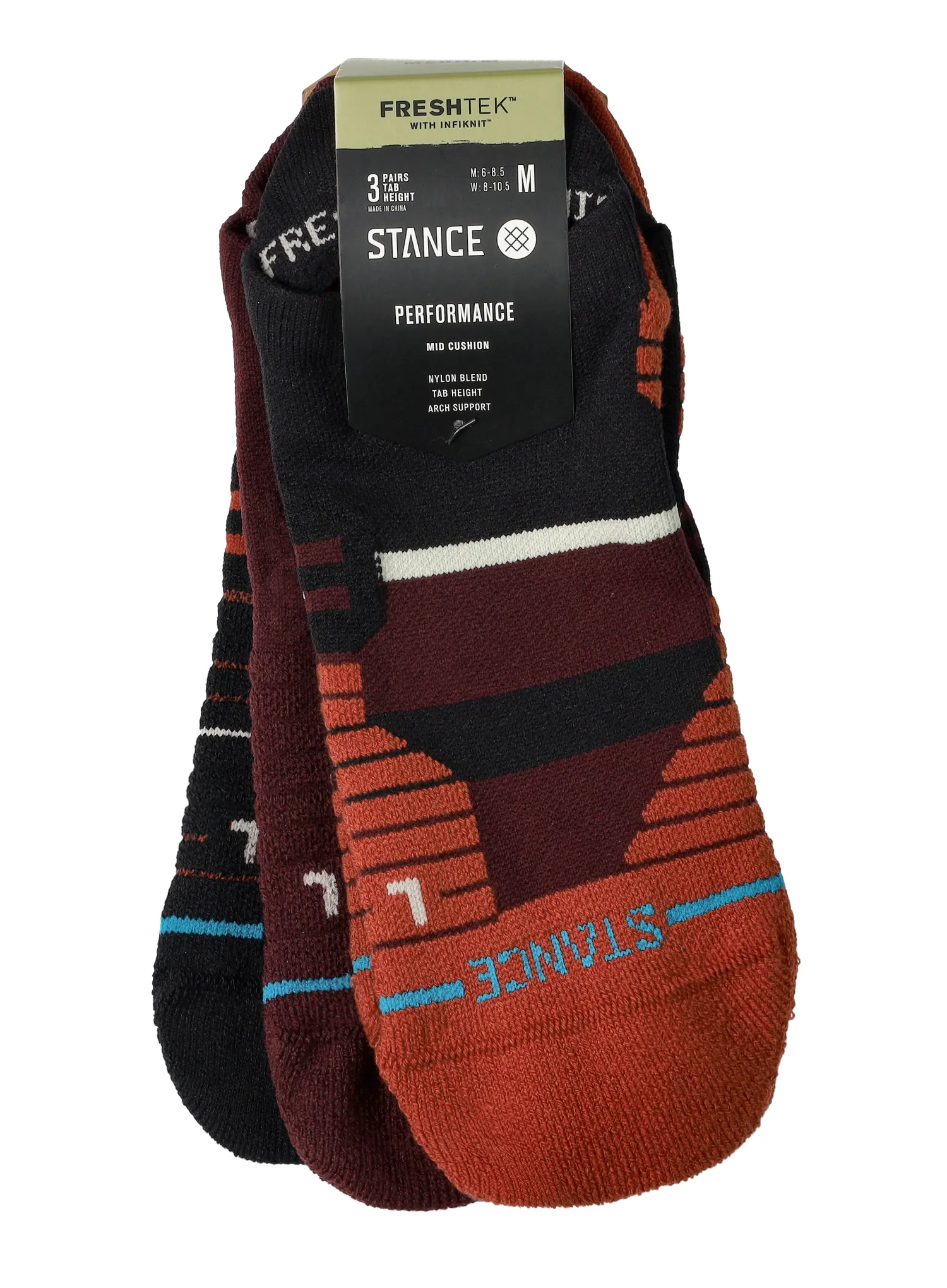 Ponožky Stance Cavern Mid Tab 3-Pack - wine