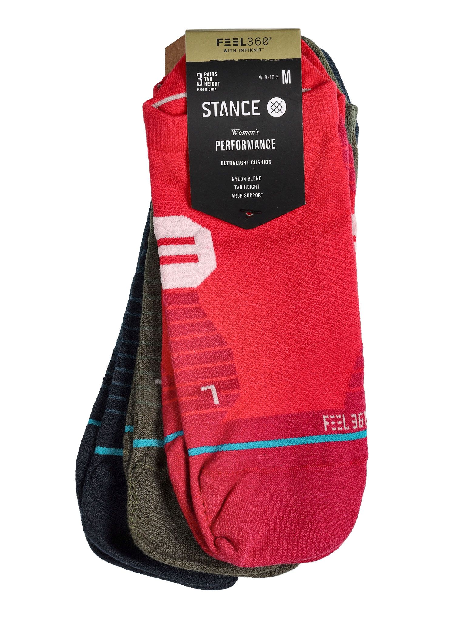 Ponožky na běhání Stance Get Set Tab 3 Pack - red