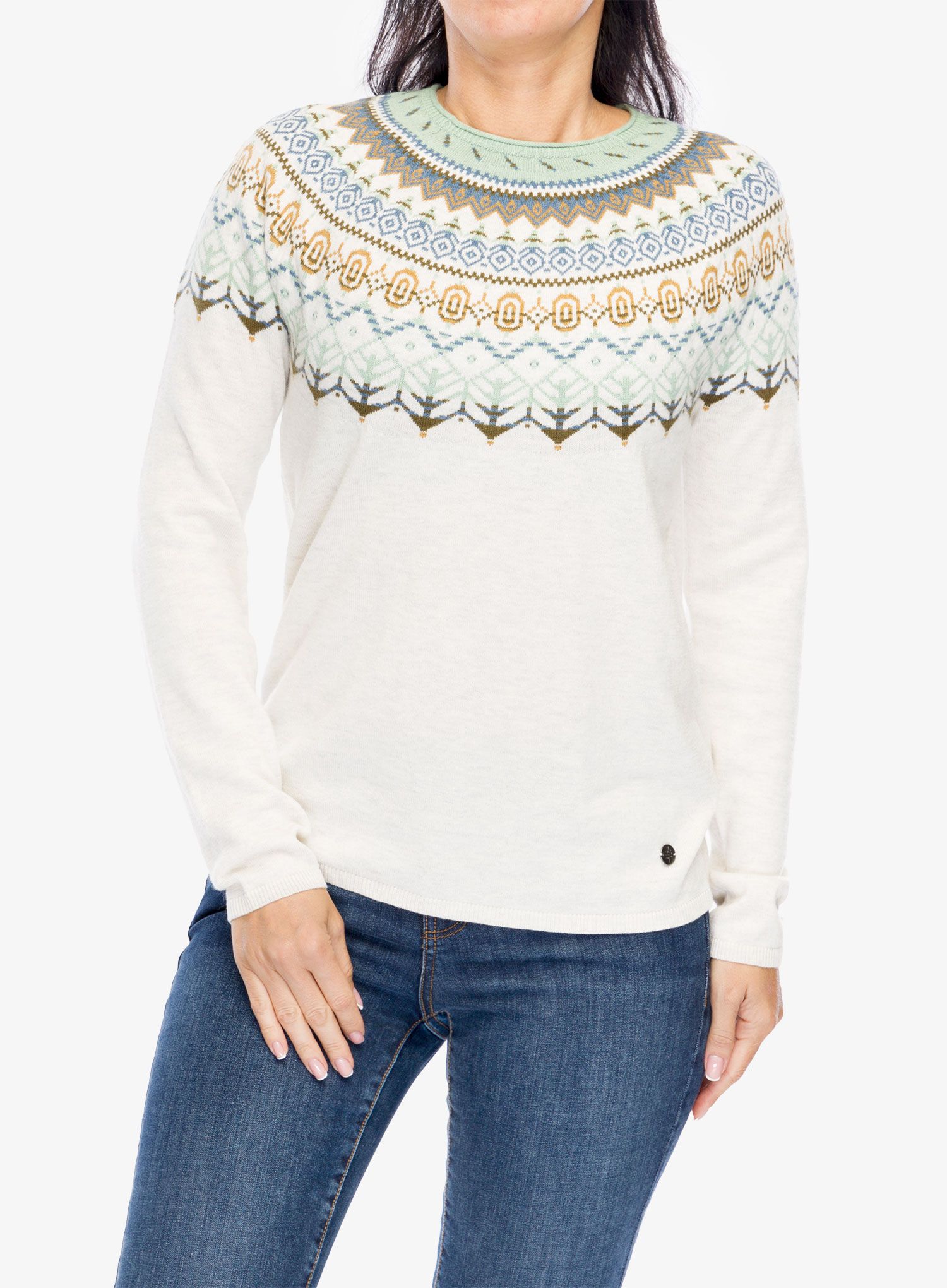 Dámský svetr Royal Robbins Westlands Fairisle Crew - sand dollar mariposa pt