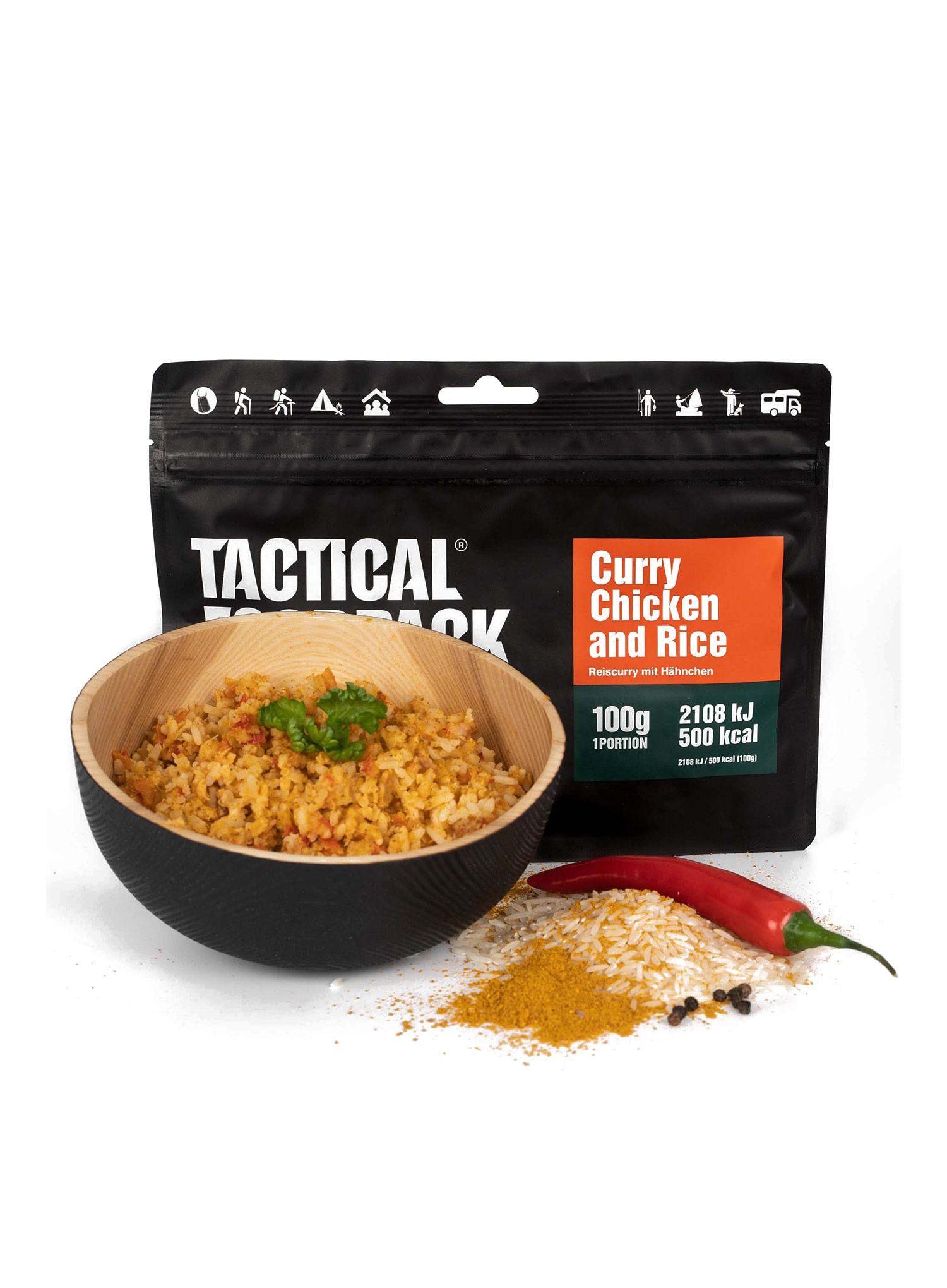Lyofilizát Tactical Foodpack Kuře na kari s rýží 400 g