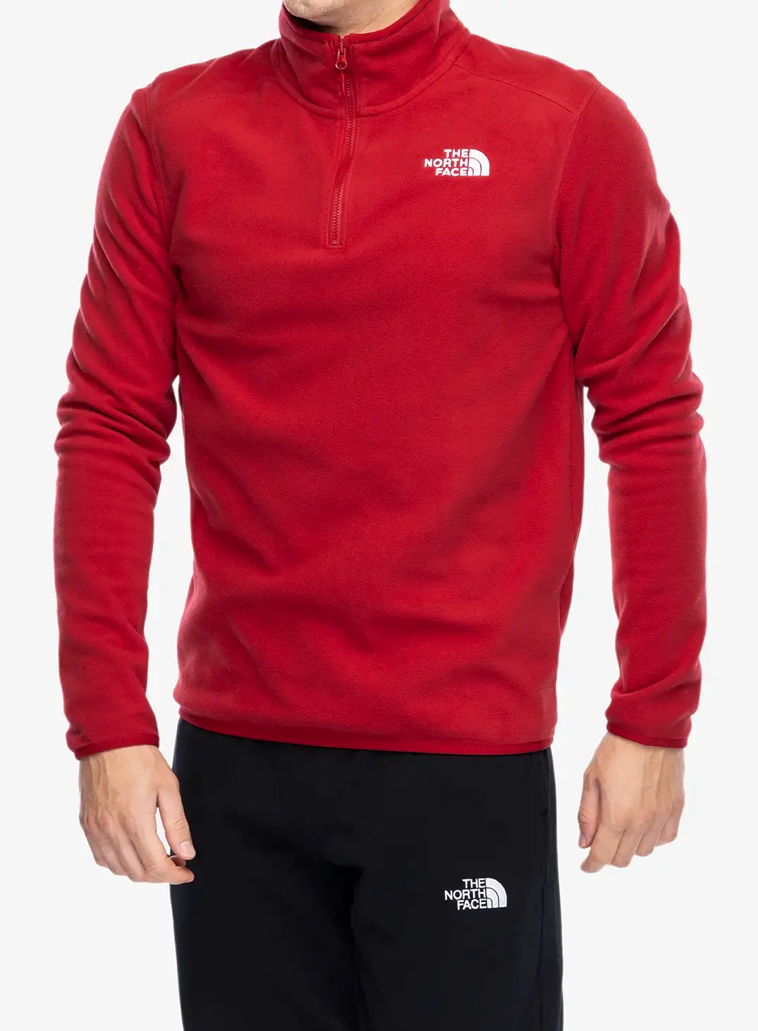 Fleece mikina The North Face 100 Glacier 1/4 Zip - garnet red