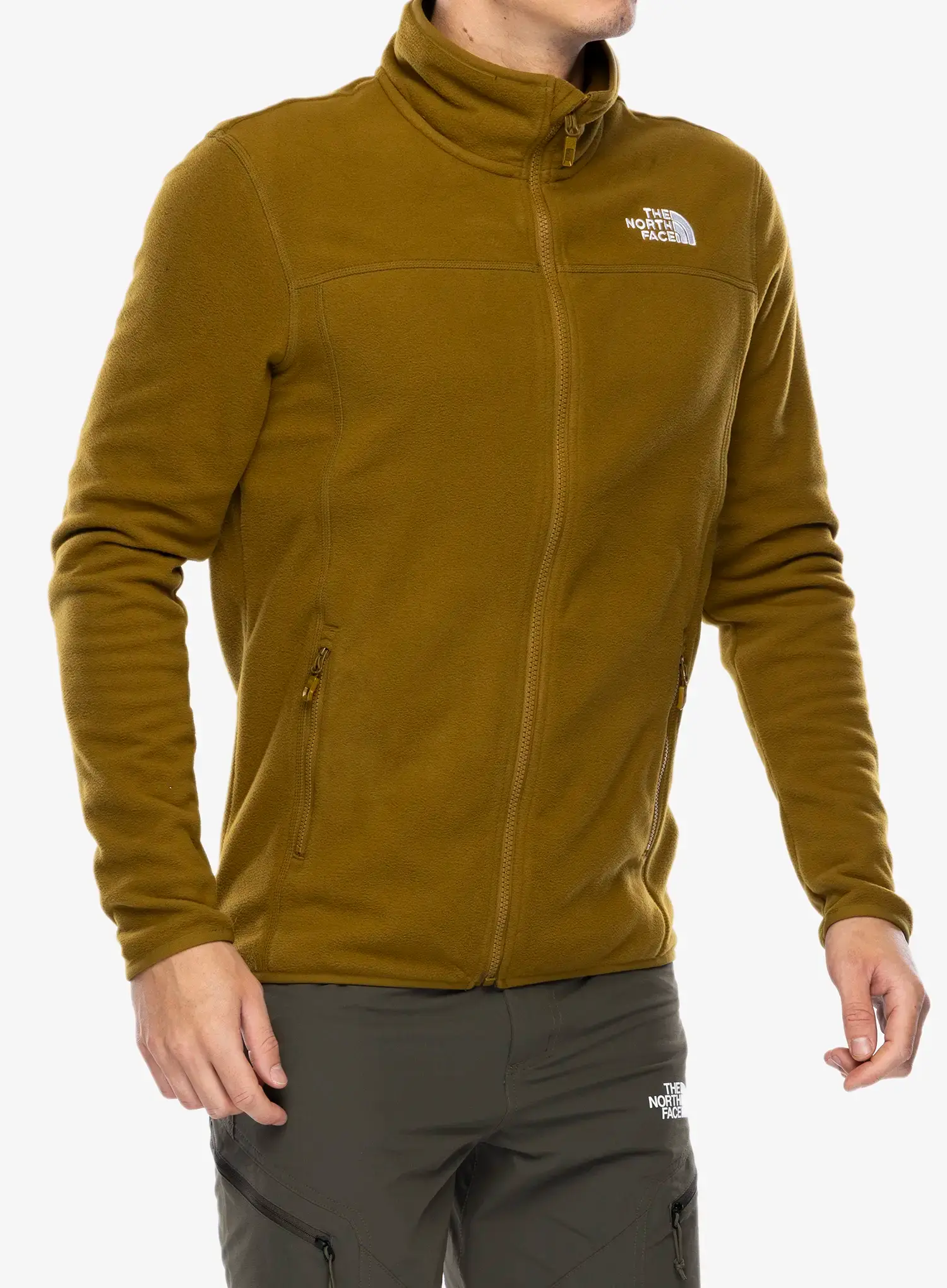 Fleece mikina The North Face 100 Glacier Full Zip - moss green