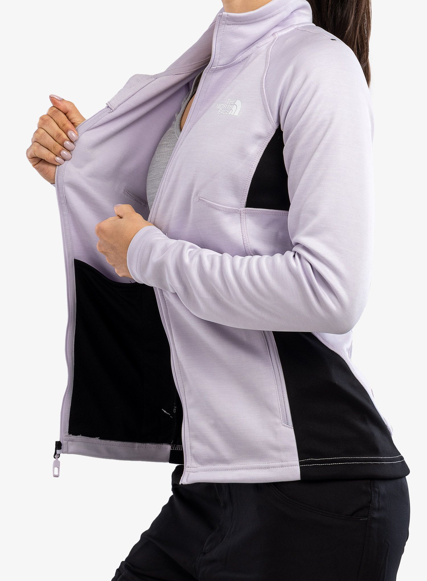 Dámská mikina na zip The North Face AO Midlayer FZ - lavender fog white htr/black htr