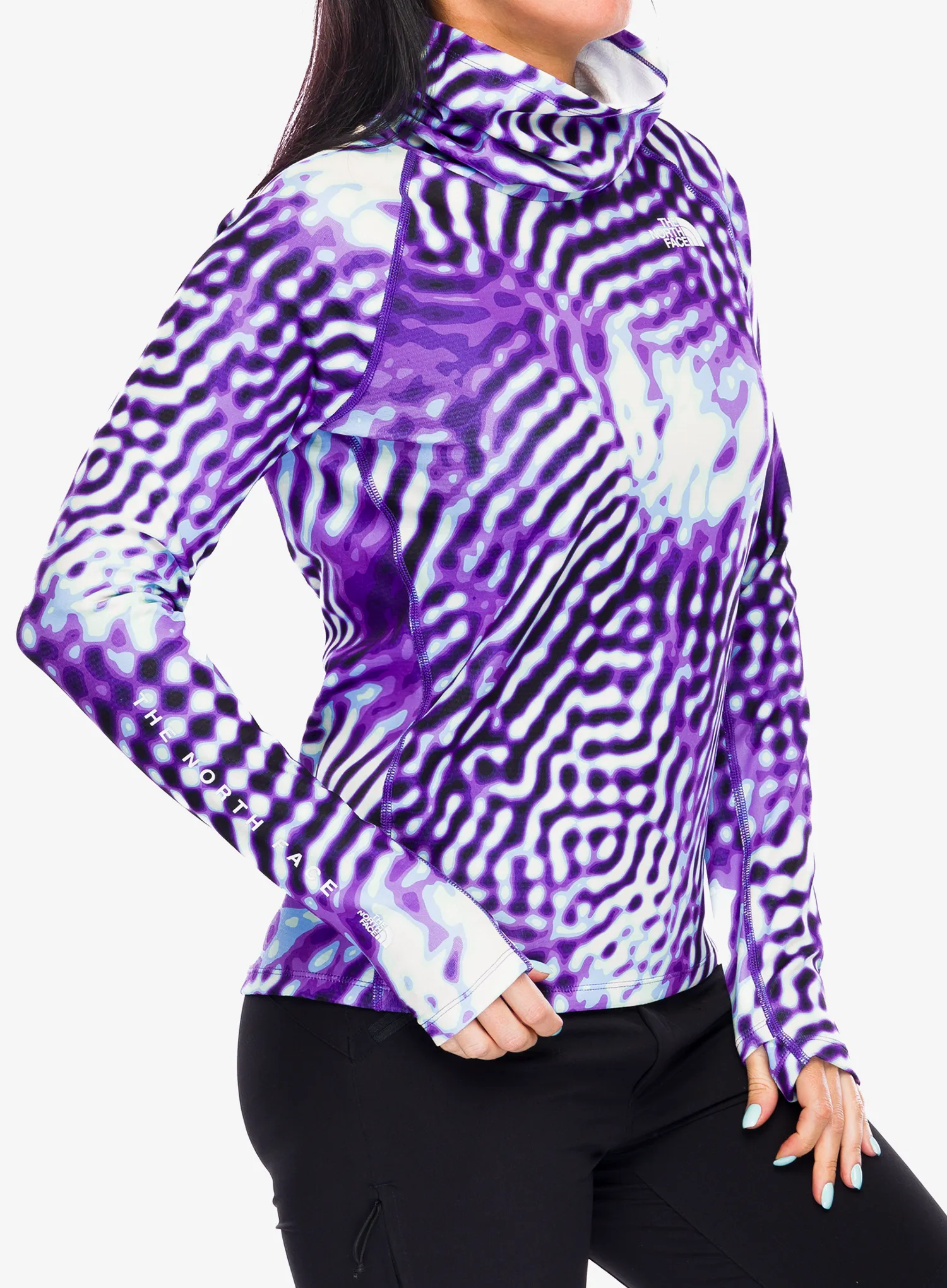Dámská funkční mikina The North Face Baselayer Dragline LS - peak purple the lift print