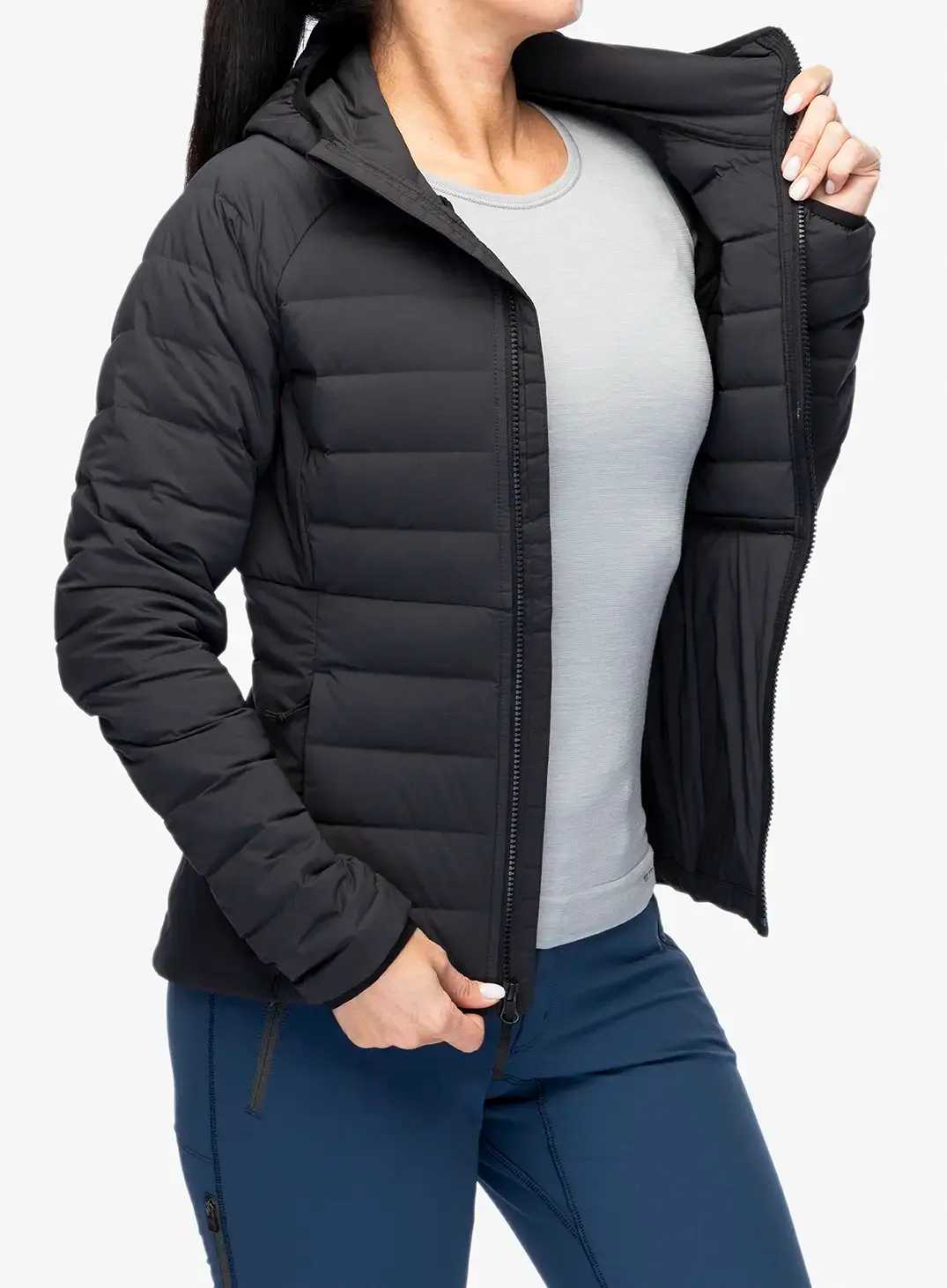 Dámská péřová bunda The North Face Belleview Stretch Down Hoodie - tnf black