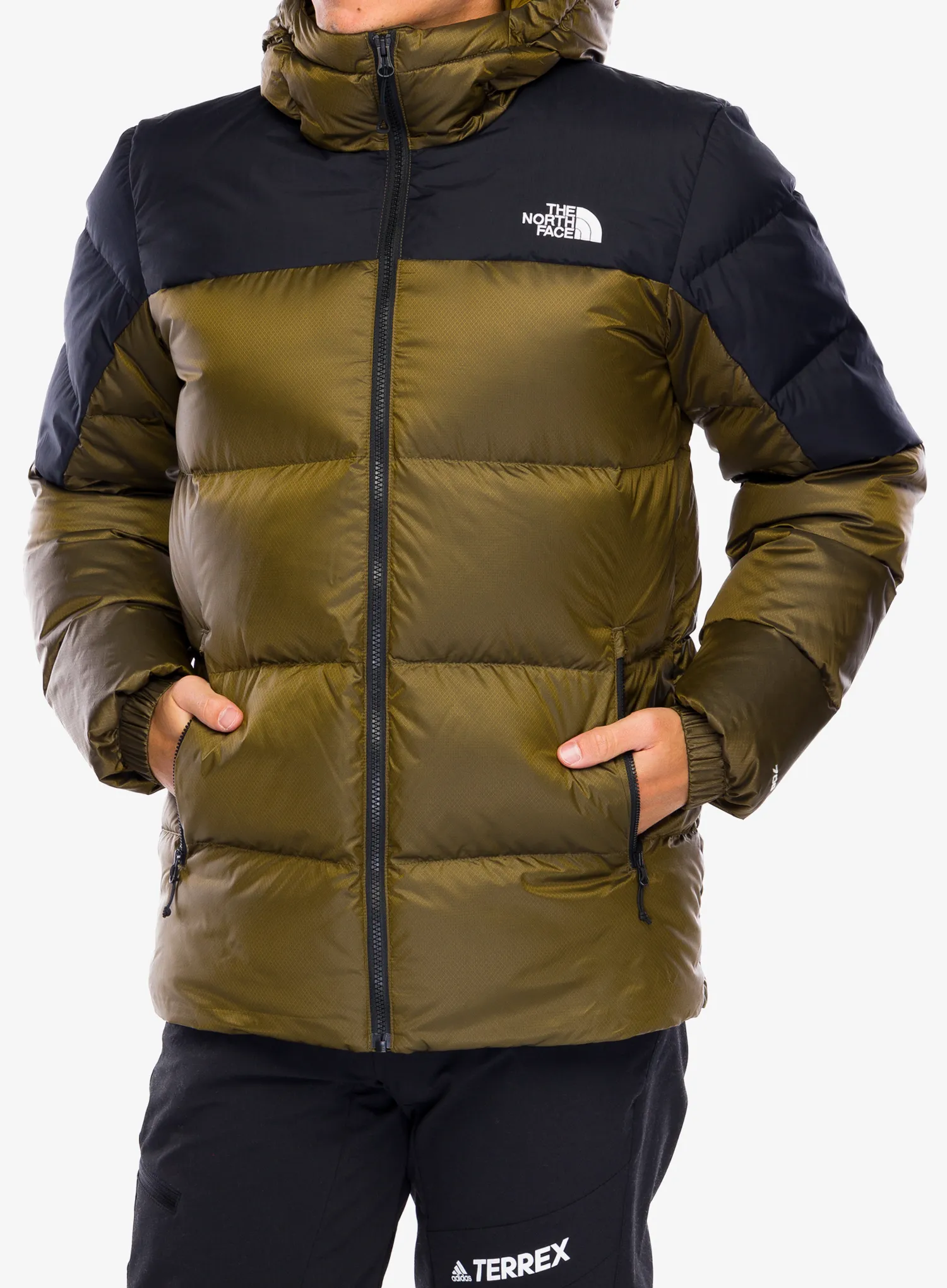 Péřová bunda The North Face Diablo Down 2.0 Hoodie - moss green black heather/black