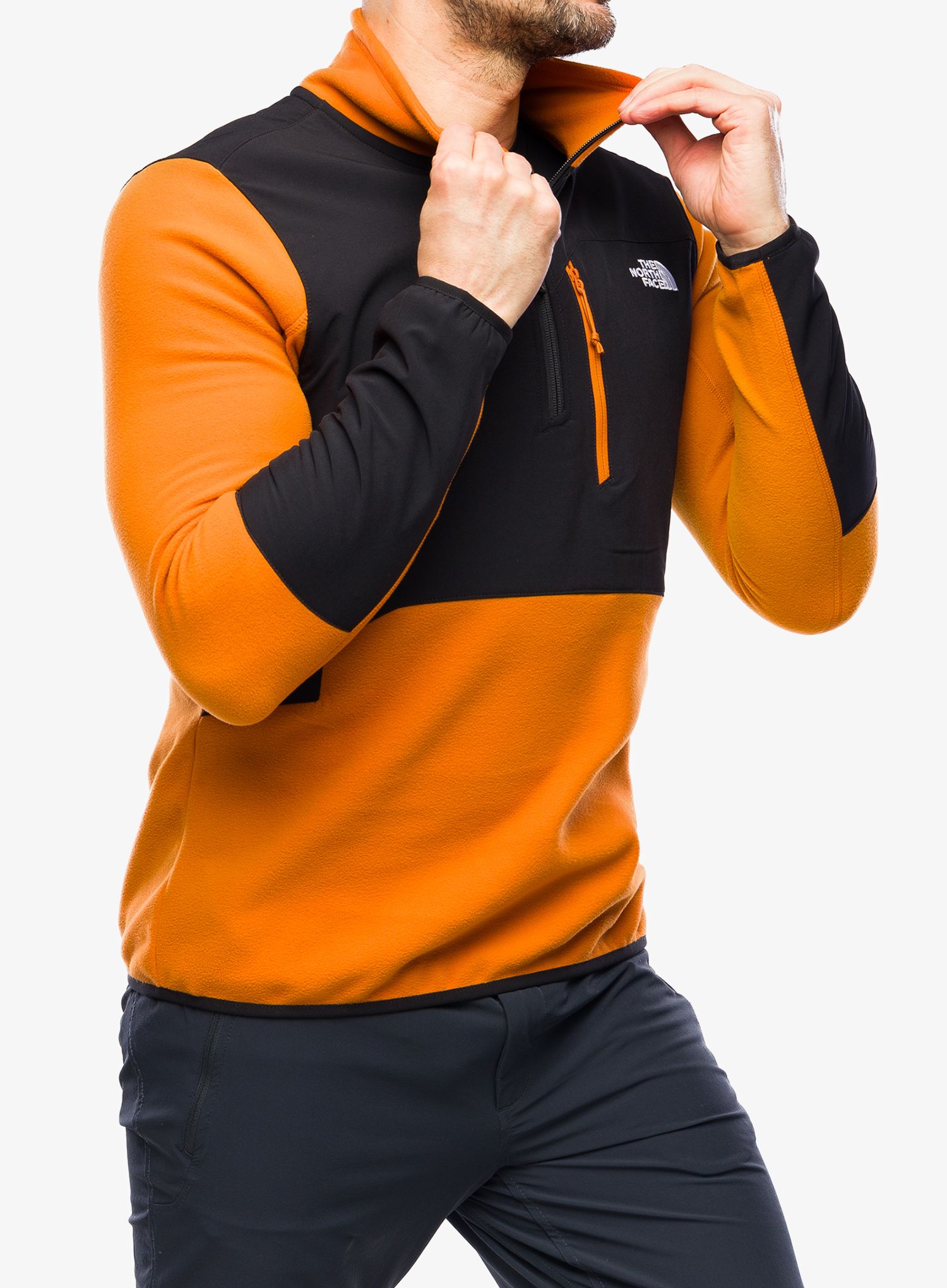 Fleece mikina The North Face Glacier Pro 1/4 Zip - desert rust/tnf black