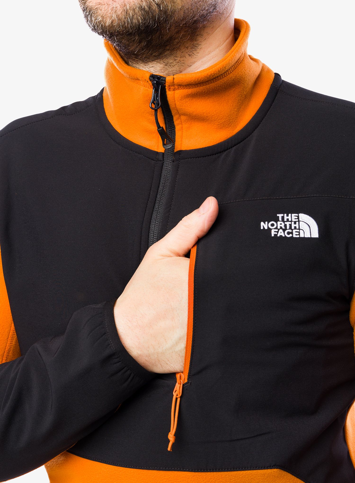 Fleece mikina The North Face Glacier Pro 1/4 Zip - desert rust/tnf black