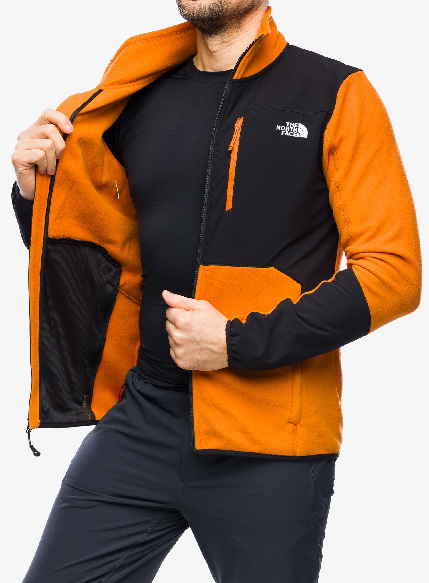 Fleece mikina The North Face Glacier Pro Full Zip - desert rust/tnf black
