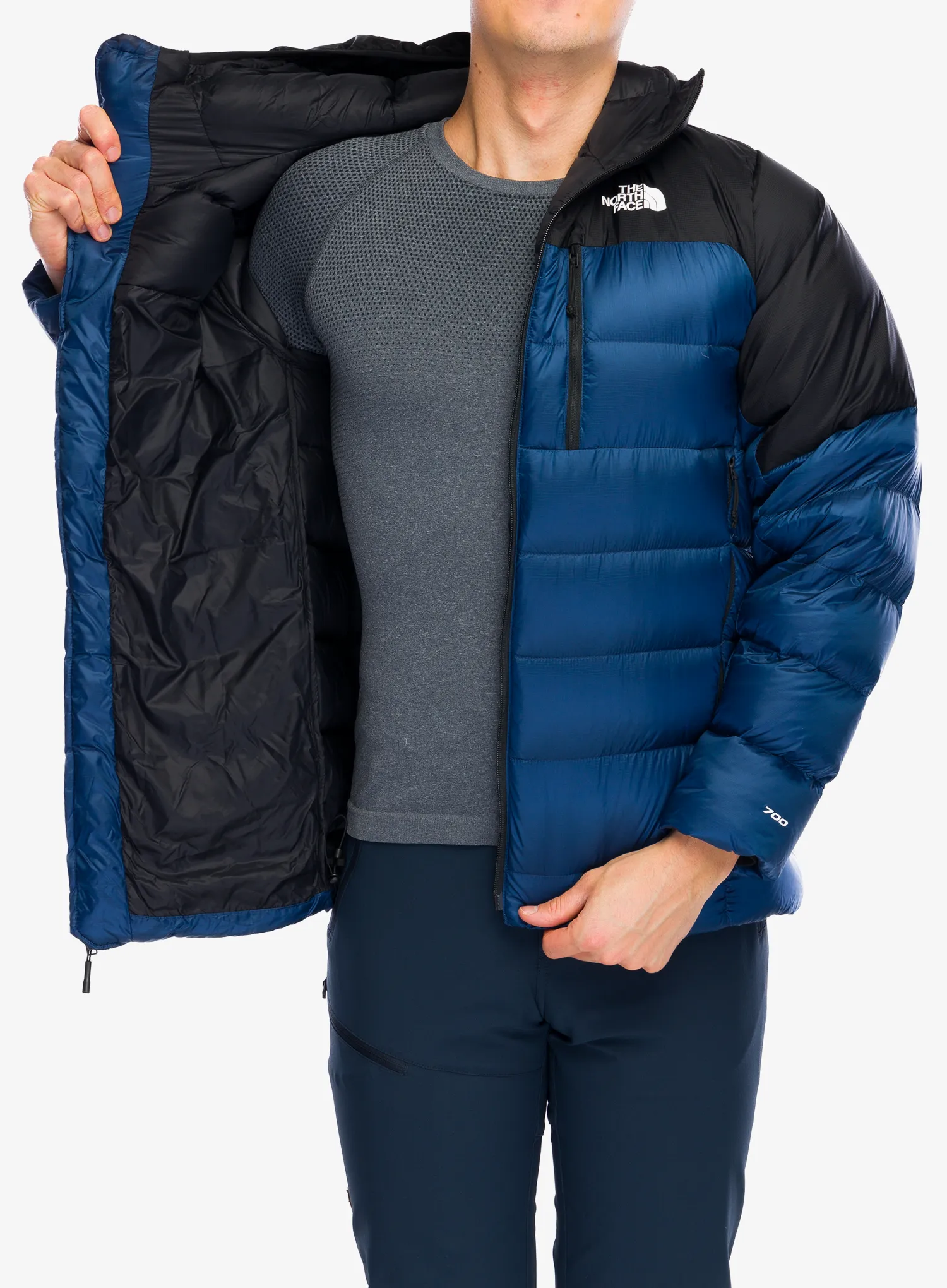 Péřová bunda The North Face Kalix Down Hoodie - shady blue/tnf black