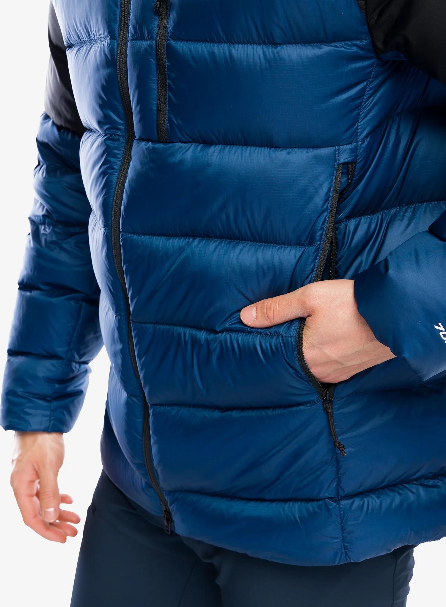 Péřová bunda The North Face Kalix Down Hoodie - shady blue/tnf black