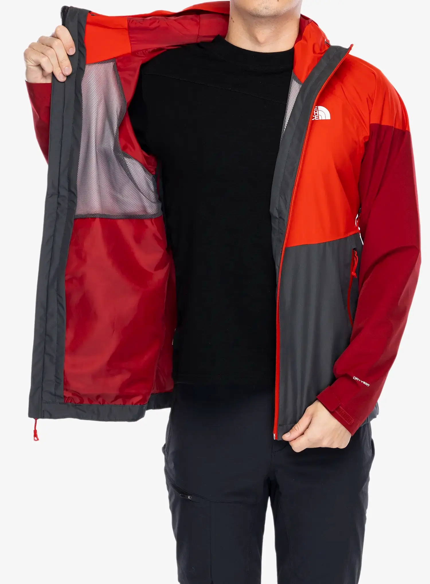 Bunda do deště The North Face Lightning Zip-In Jacket - asphalt grey/high risk red