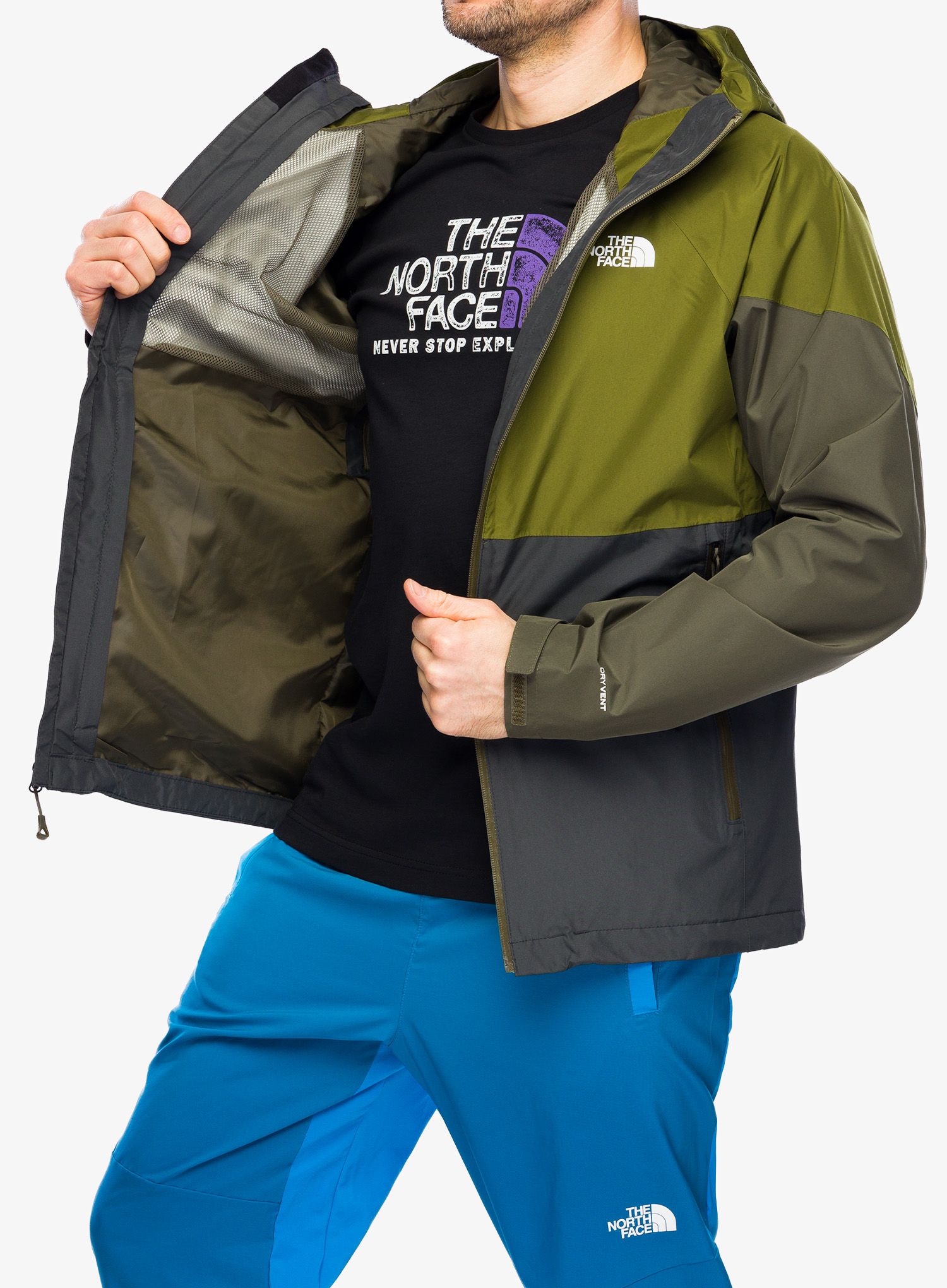 Bunda do deště The North Face Lightning Zip-In Jacket - grey/olive