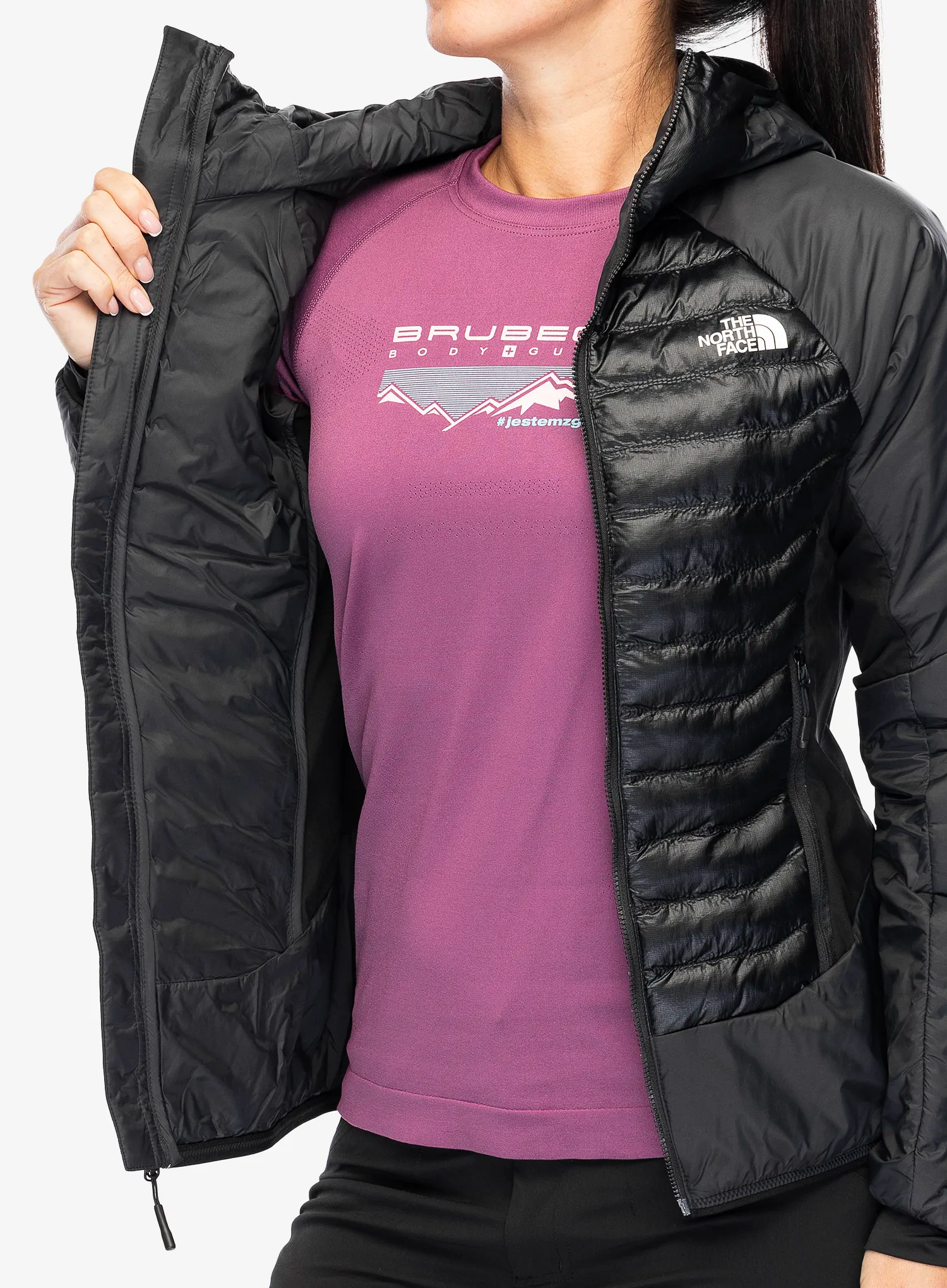 Hybridní bunda dámská The North Face Macugnaga Hybrid Insulation - asphalt grey/tnf black