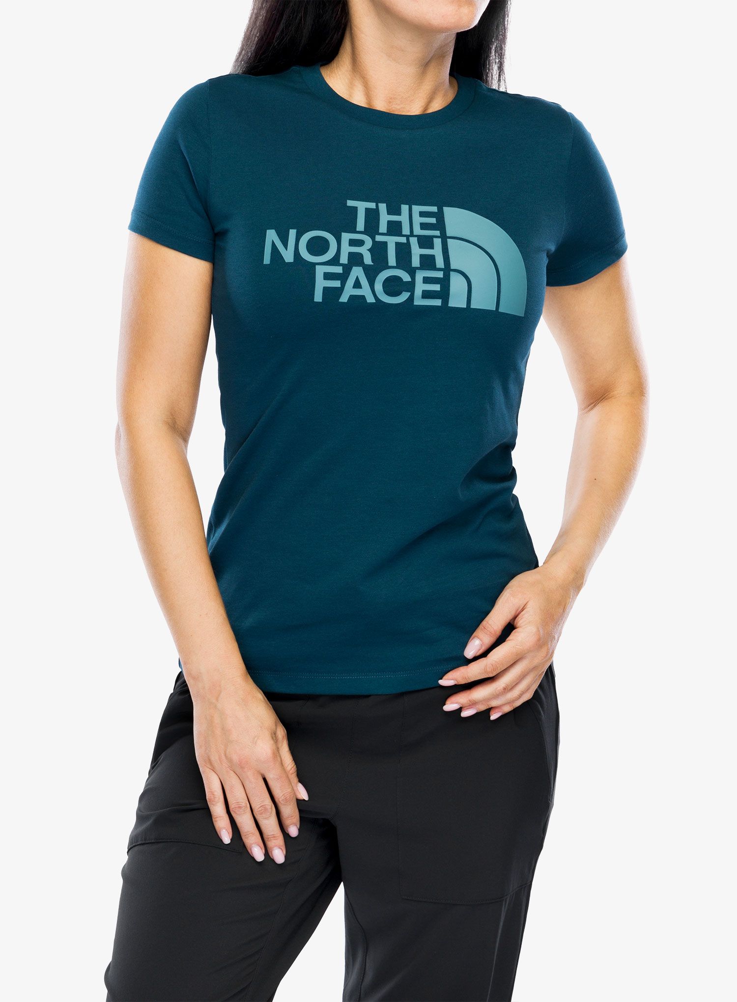 Bavlněné tričko dámské The North Face S/S Easy Tee - midnight petrol/algae blue