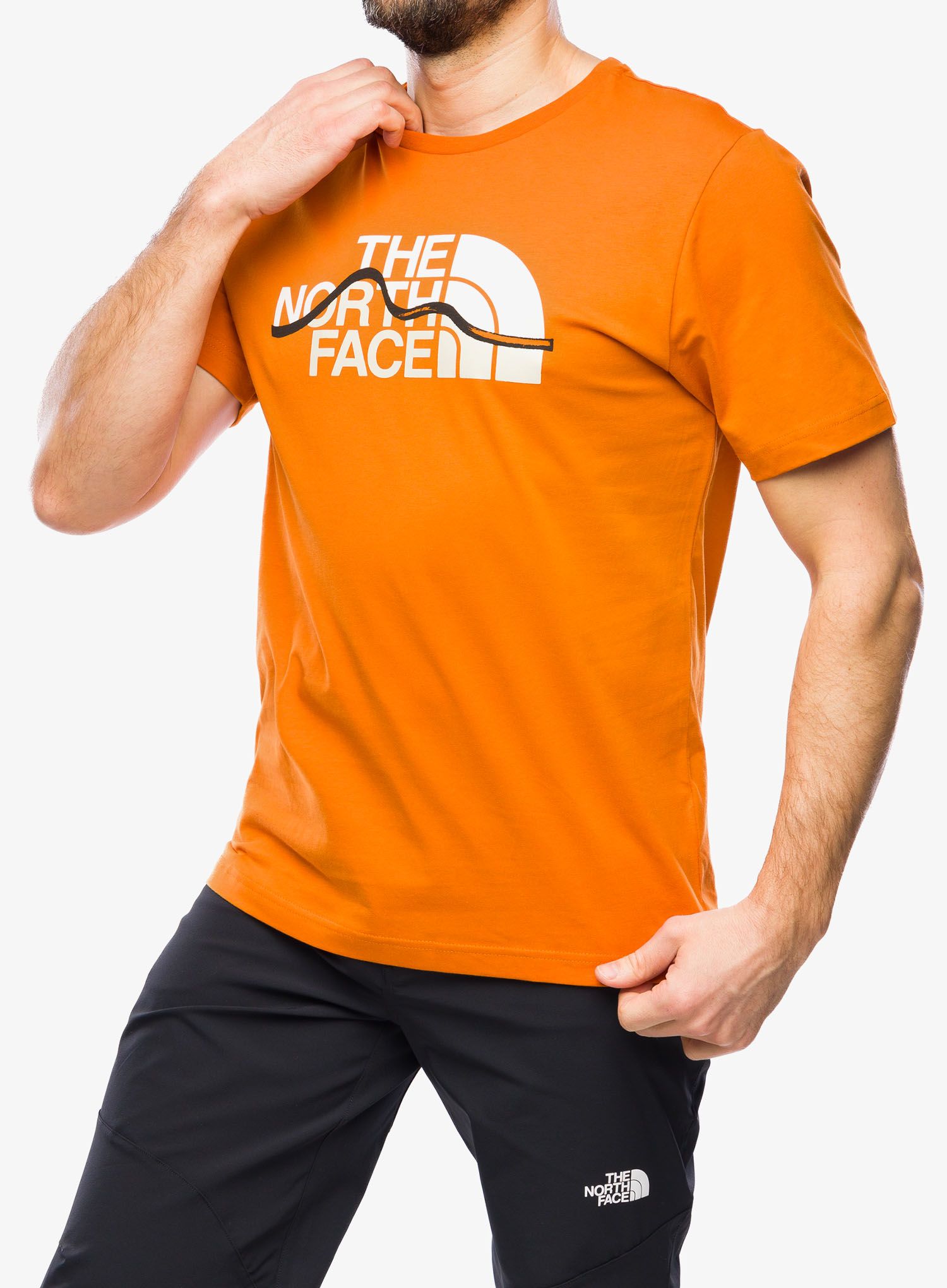 Tričko s potiskem The North Face S/S Mountain Line Tee - desert rust