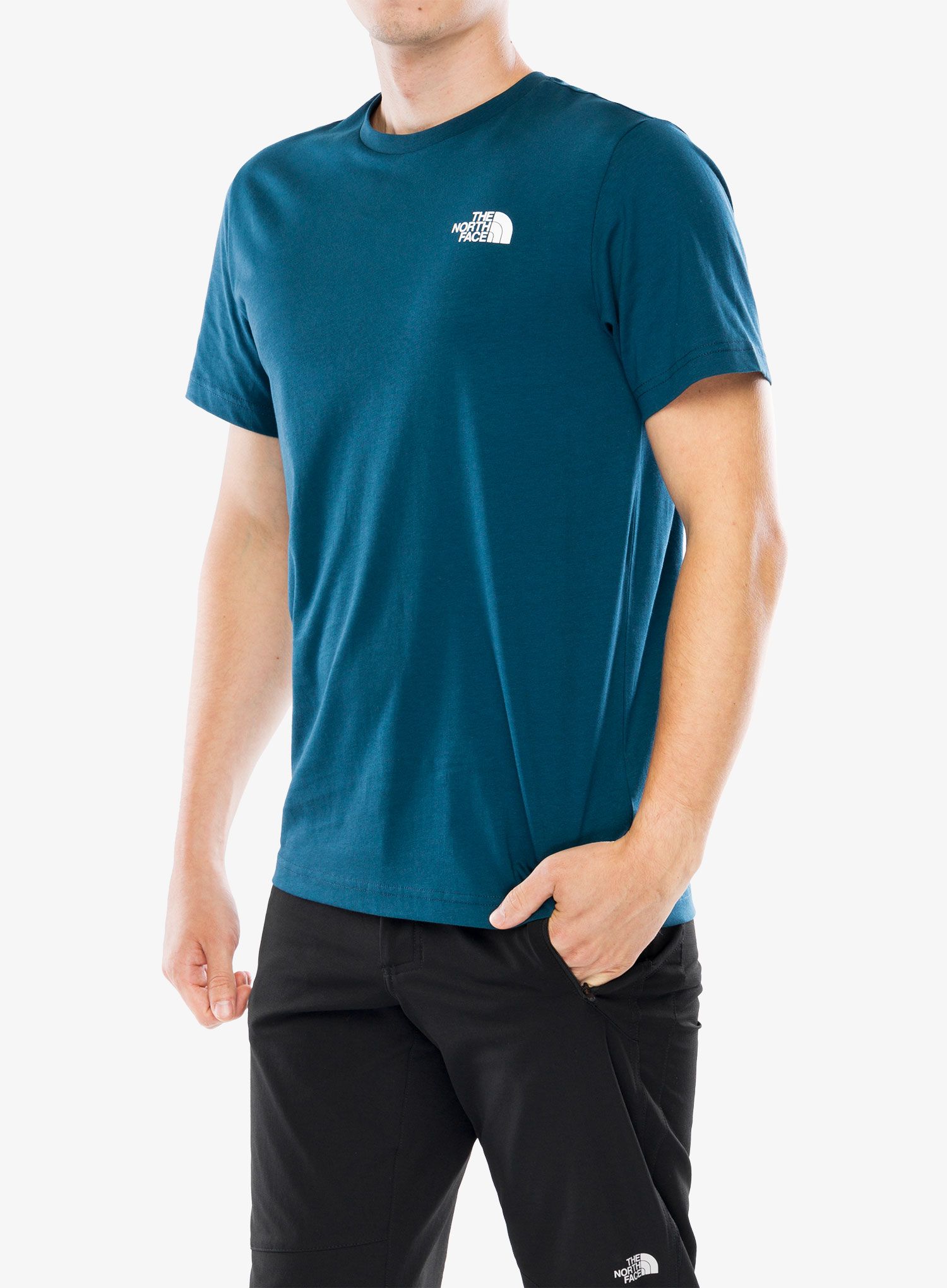 Bavlněné tričko The North Face S/S Redbox Tee - midnight petrol/tnf red