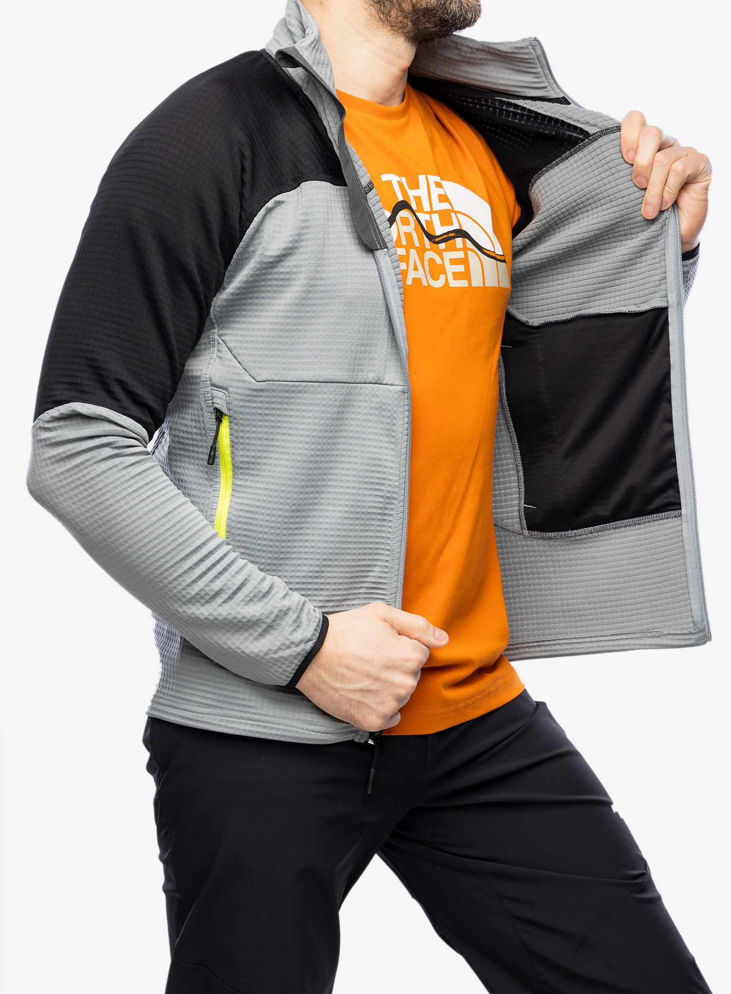 Mikina bez kapuce The North Face Stormgap Powergrid Jacket - grey/black