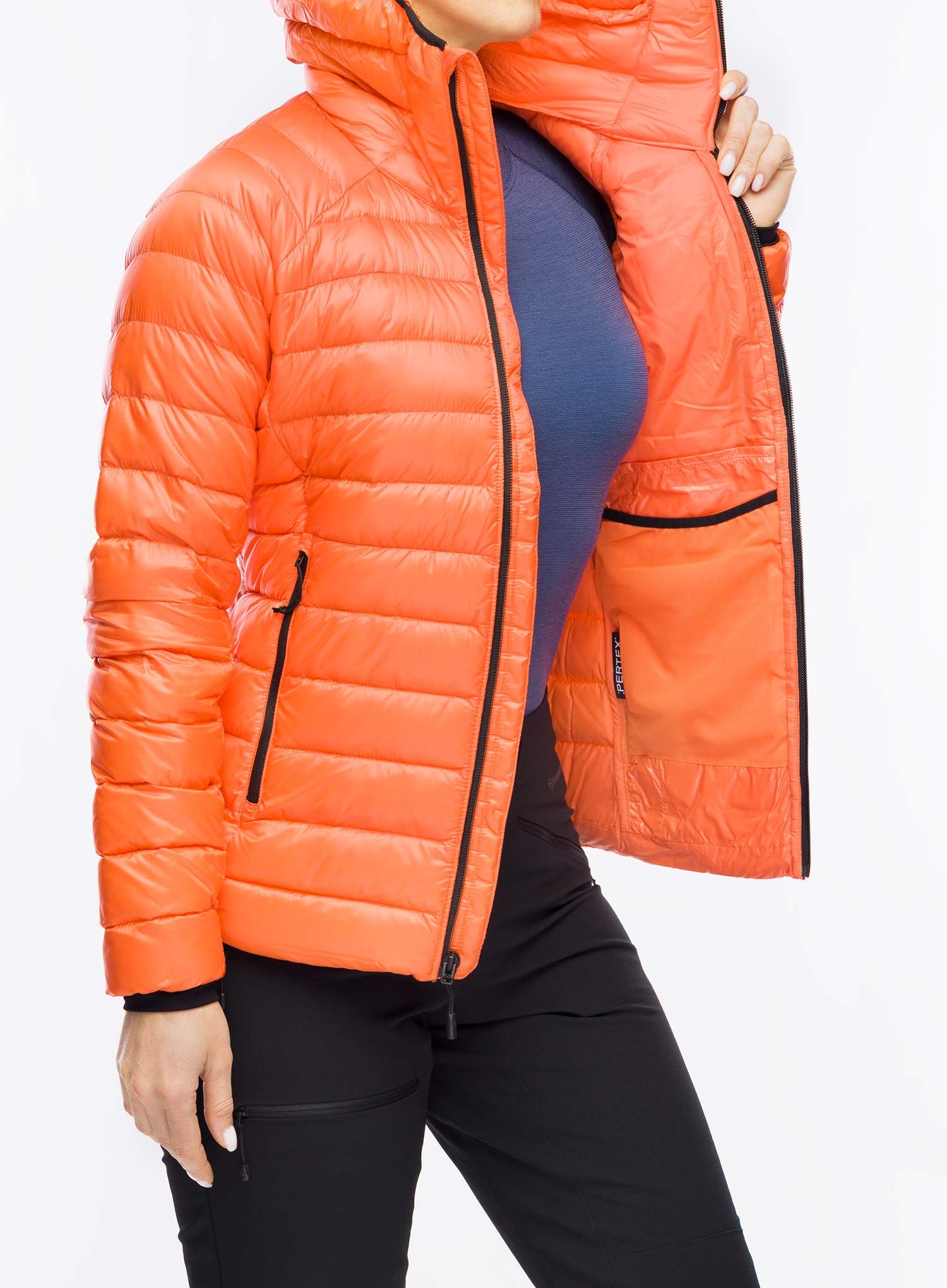 Dámská péřová bunda The North Face Summit Breithorn Hoodie - radiant orange