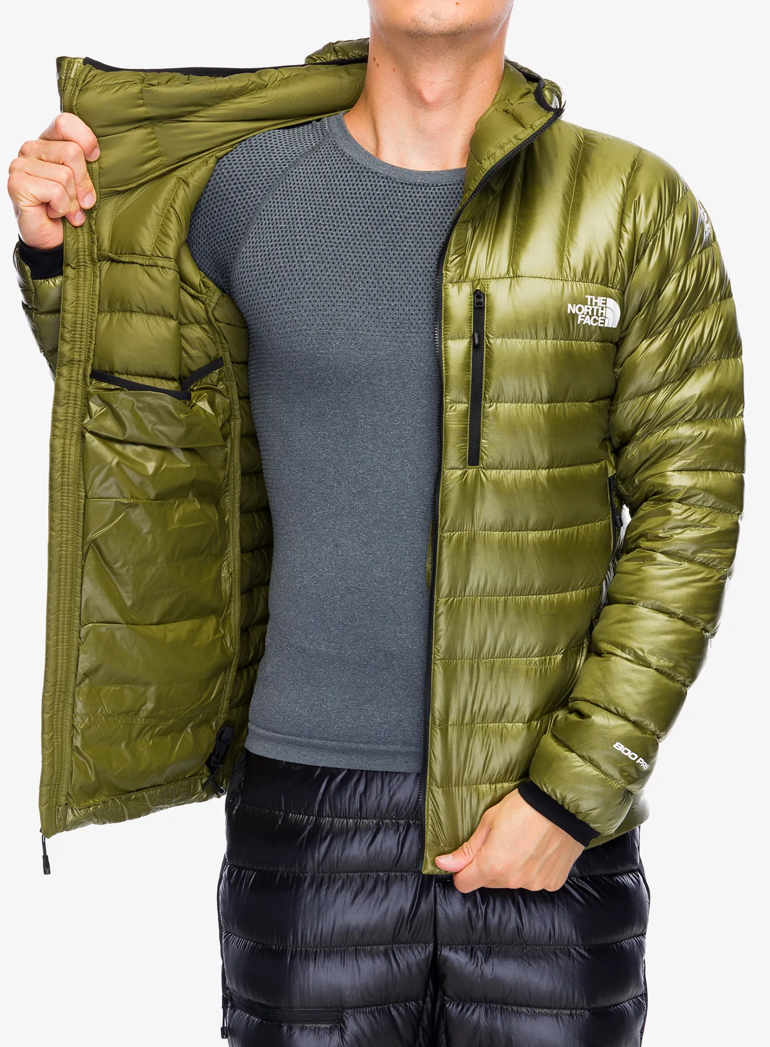 Péřová bunda The North Face Summit Breithorn Hoodie - forest olive