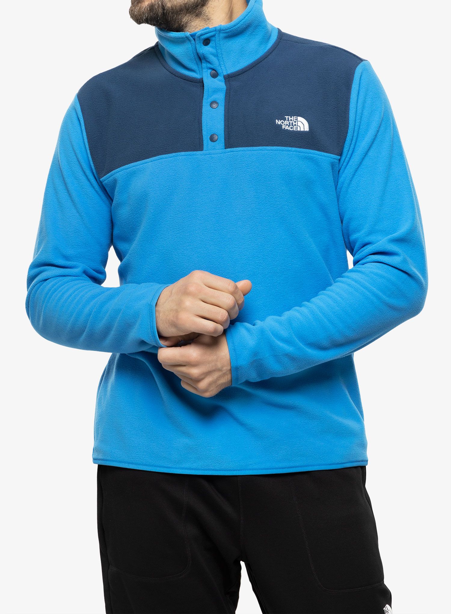 Fleece mikina The North Face TKA Glacier Snap-Neck Pullover - blue