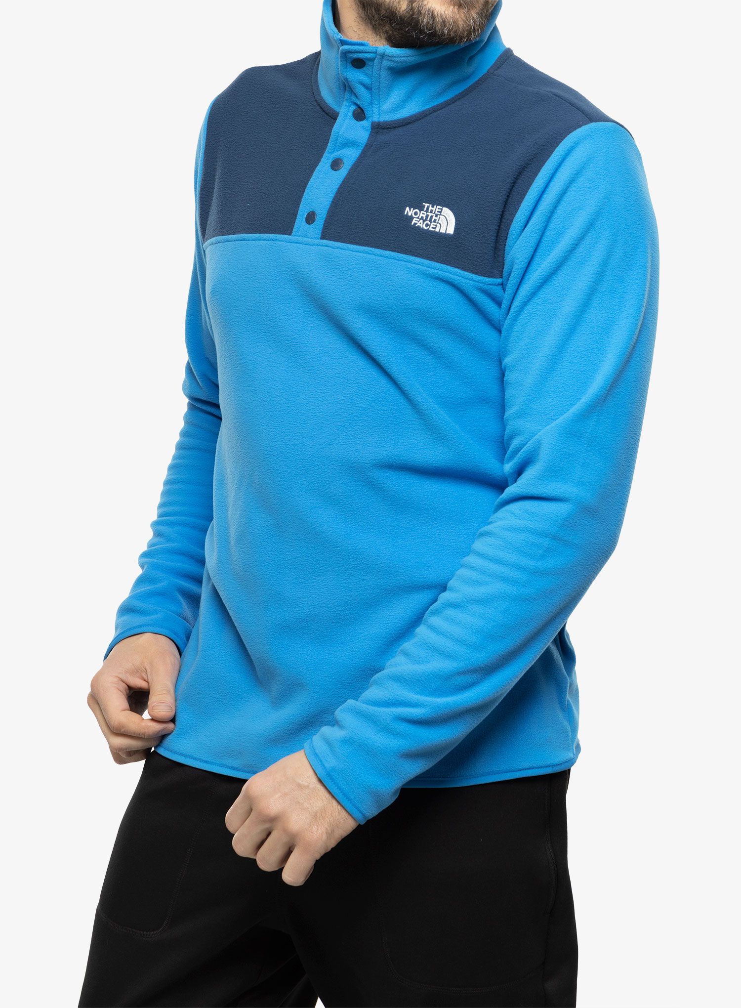 Fleece mikina The North Face TKA Glacier Snap-Neck Pullover - blue
