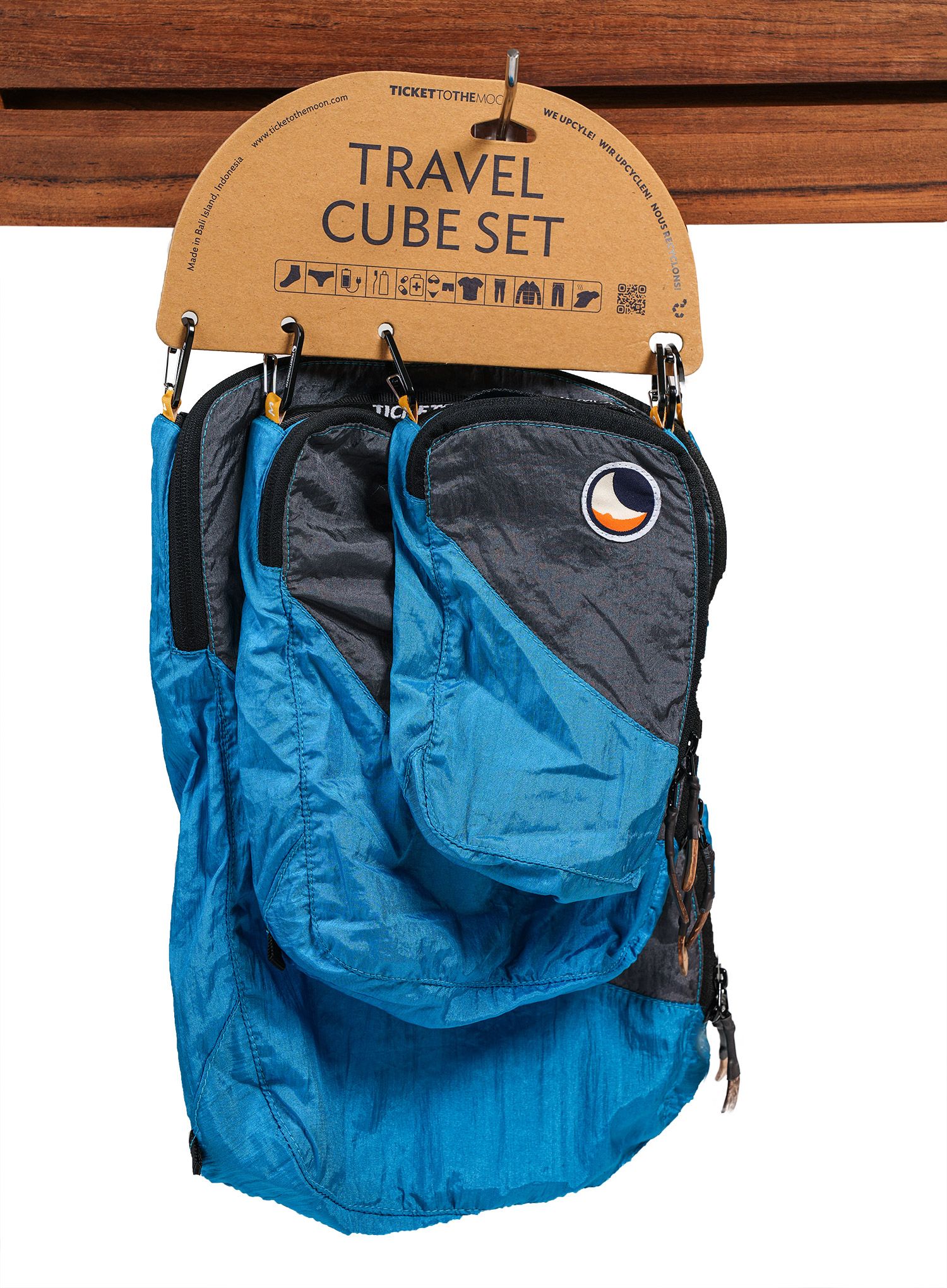 Sada organizérů Ticket To The Moon Travel Cube Set - aqua/dark grey