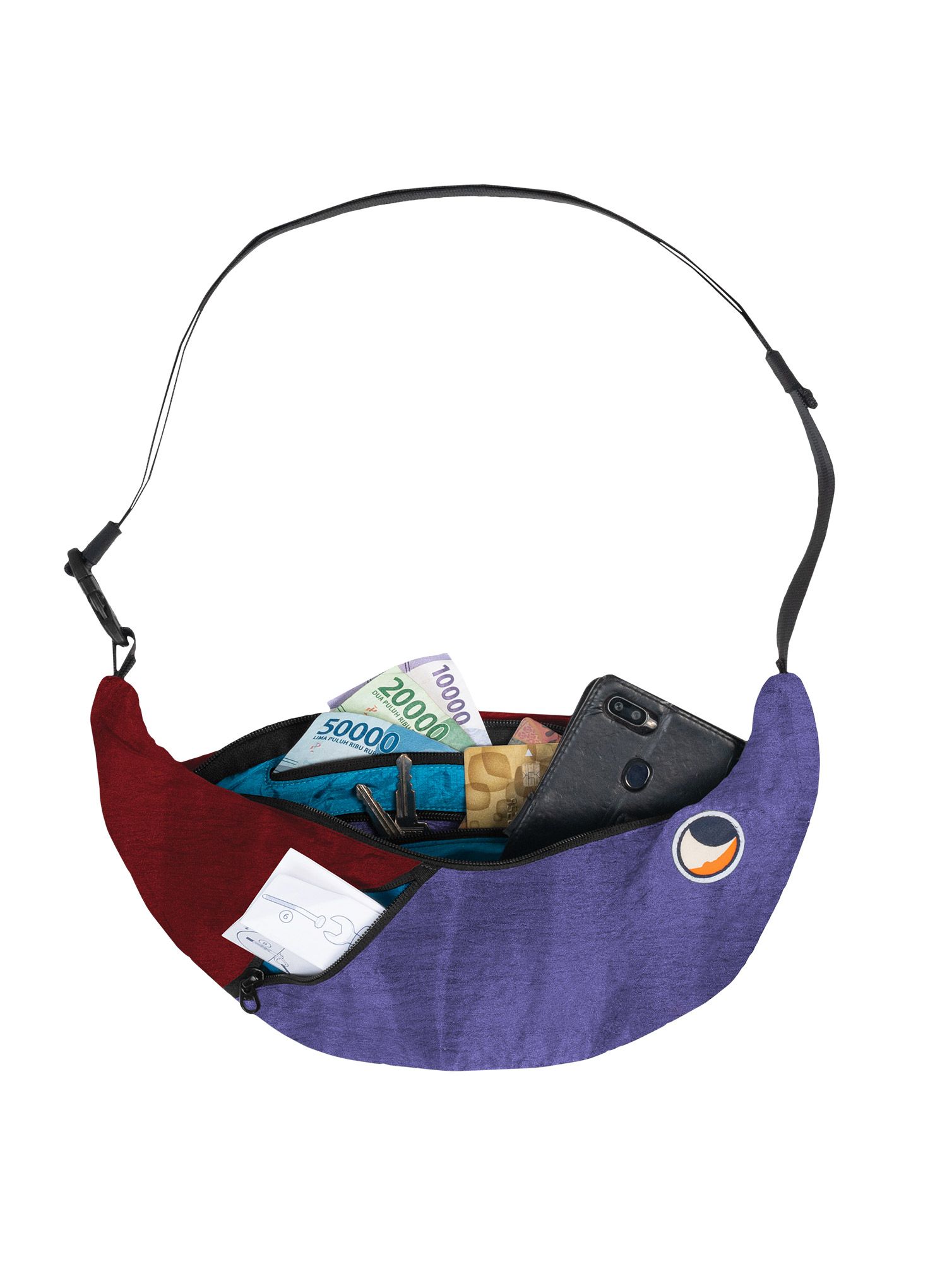 Taška Ticket To The Moon Upcycled Sling Bag - purple/burgundy