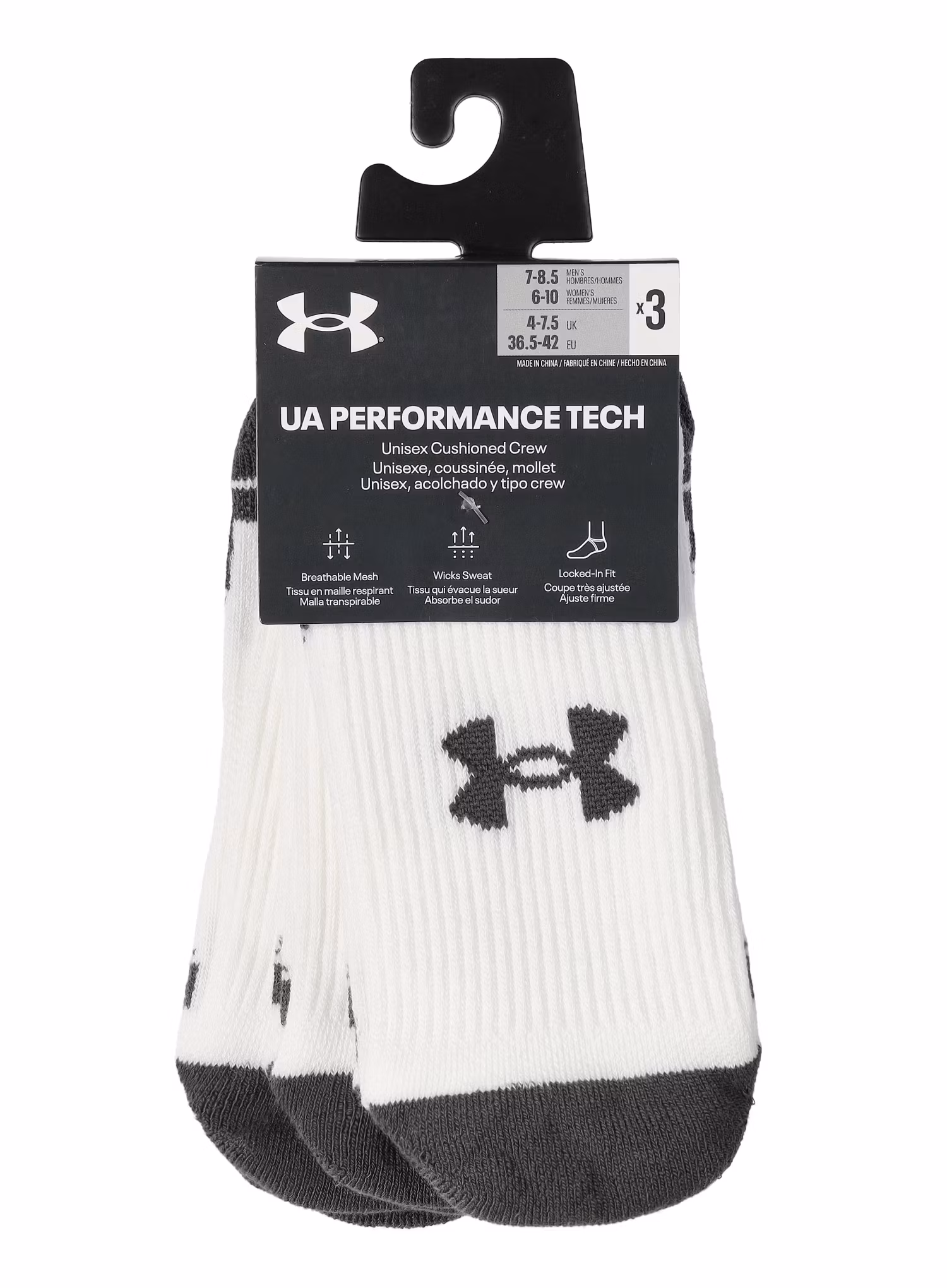 Ponožky Under Armour UA Performance Tech 3-Pack Crew - white/white/jet gray