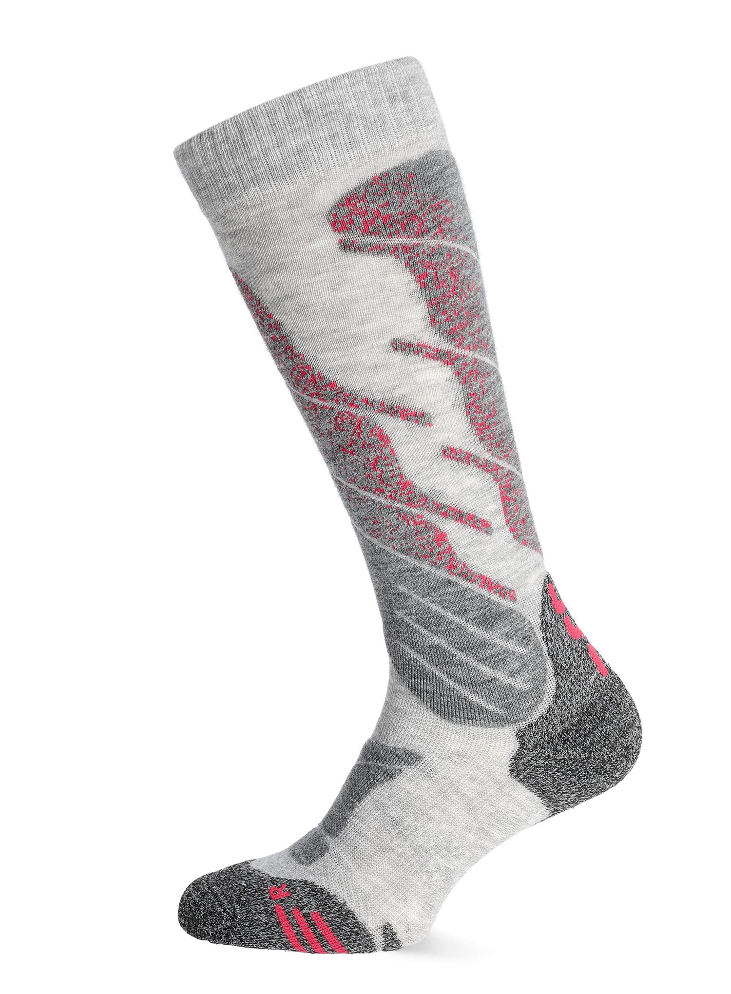 Dámské lyžařské ponožky UYN Ski All Mountain - lt grey melange/coral