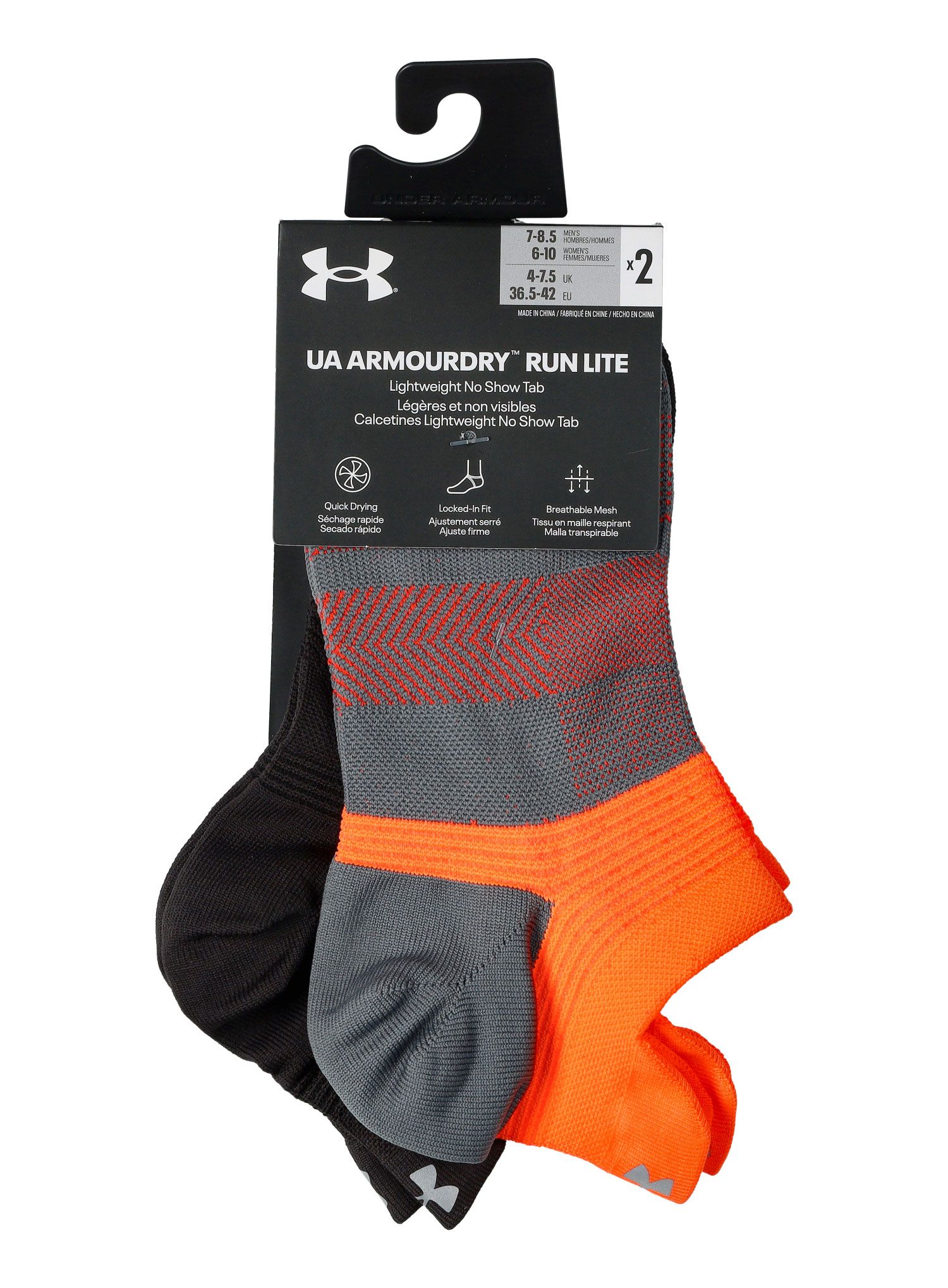 Ponožky na běhání Under Armour AD Run Lite 2pk NS Tab - pitch gray/black/reflective