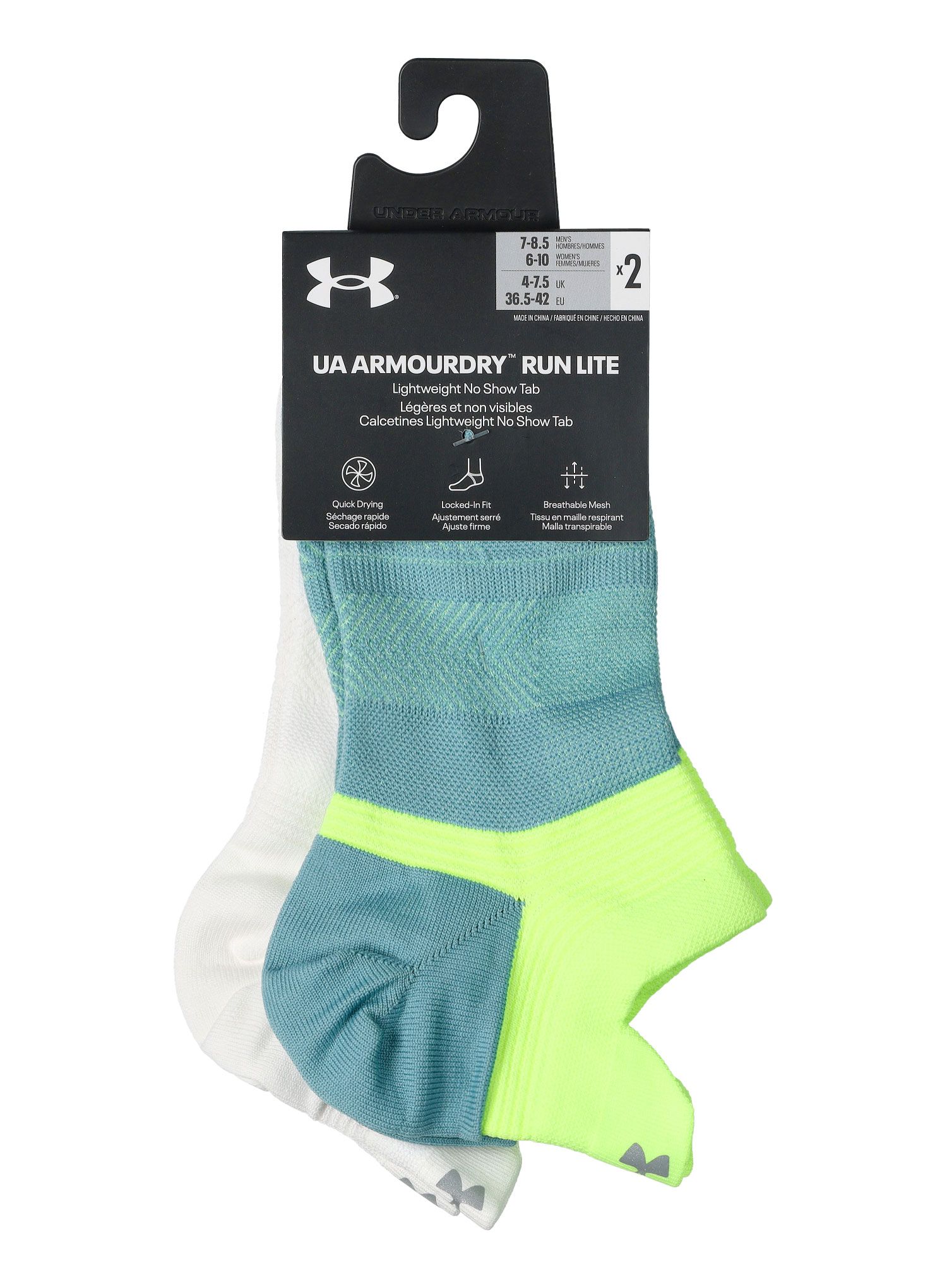 Běžecké ponožky Under Armour AD Run Lite 2pk NS Tab - still water/white/reflective