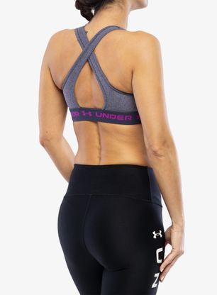 Sportovní podprsenka Under Armour Crossback Mid Heather - steel/strobe