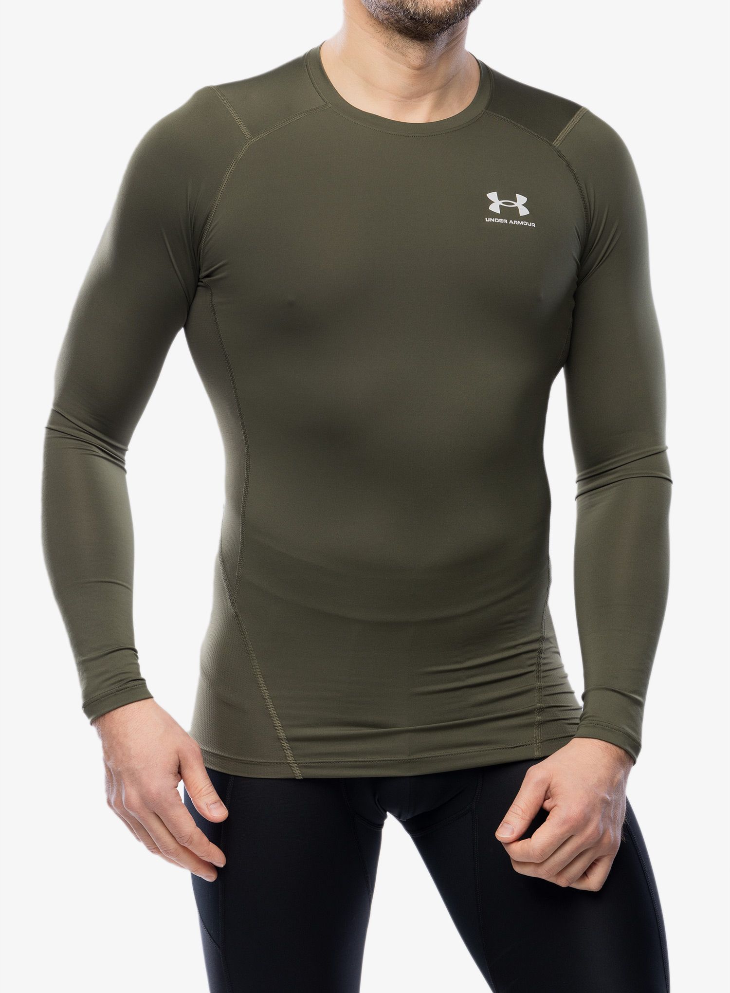 Mikina Under Armour HG Armour Comp LS - marine od green/white
