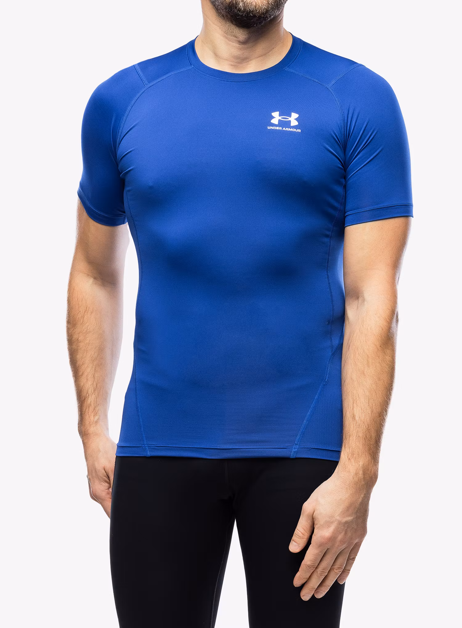 Sportovní tričko Under Armour HG Armour Comp S/S - royal/white
