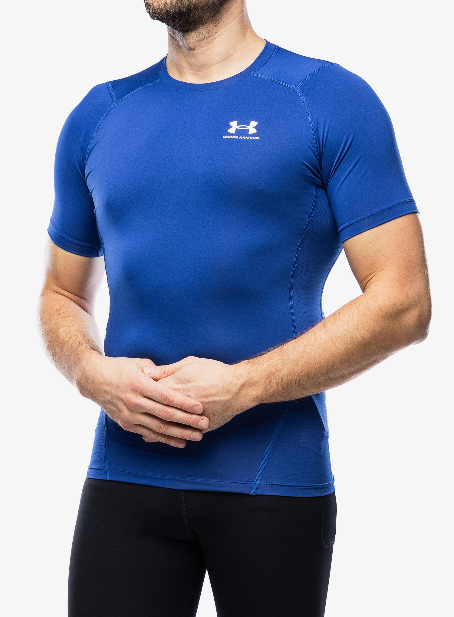 Sportovní tričko Under Armour HG Armour Comp S/S - royal/white