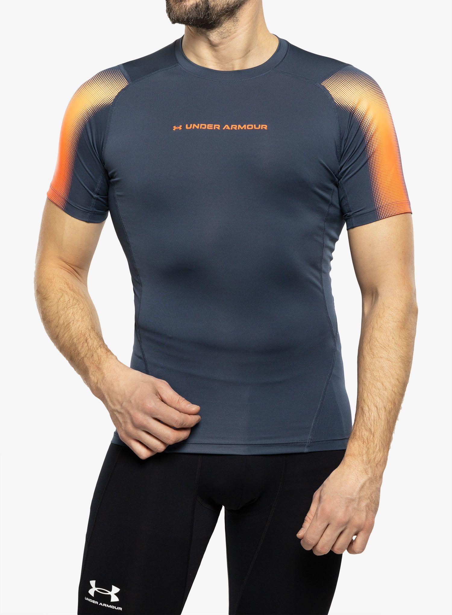Termotriko Under Armour HeatGear Armour Novelty SS - downpour gray/after burn