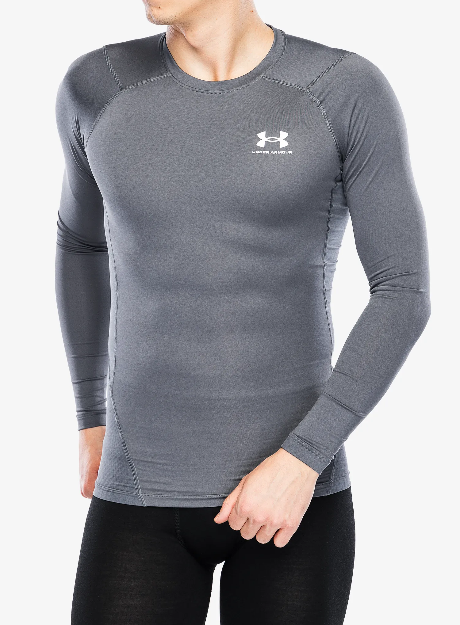 Mikina Under Armour HeatGear Long Sleeve - castlerock/white