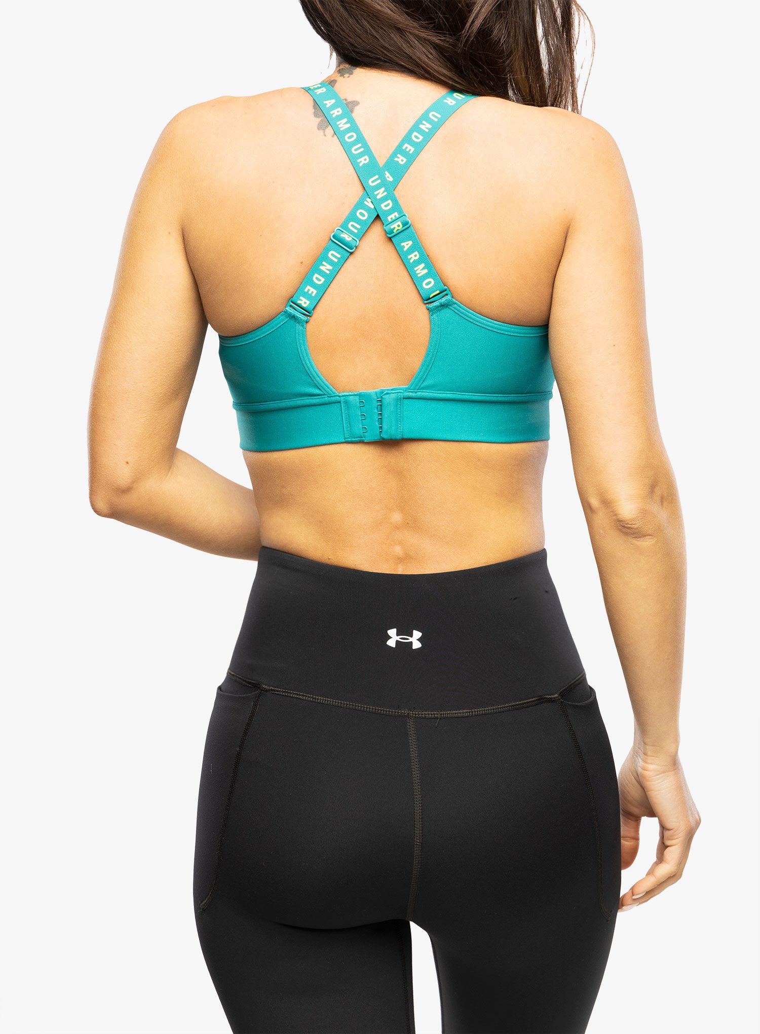 Sportovní podprsenka Under Armour Infinity Mid Covered Sports Bra - coastal teal/c.teal/lime surge