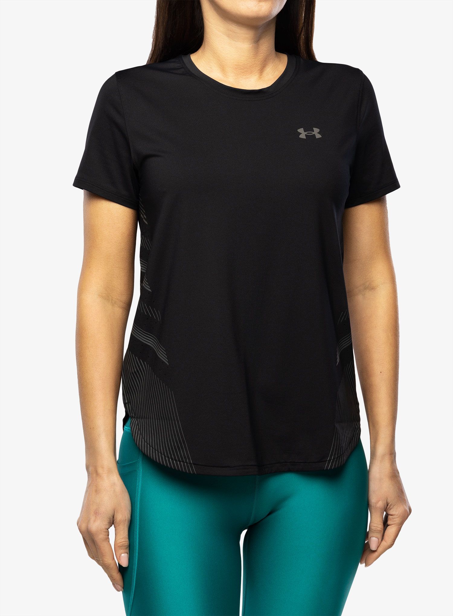 Běžecké tričko dámské Under Armour Iso-Chill Laser Tee II - black/pitch gray/reflective