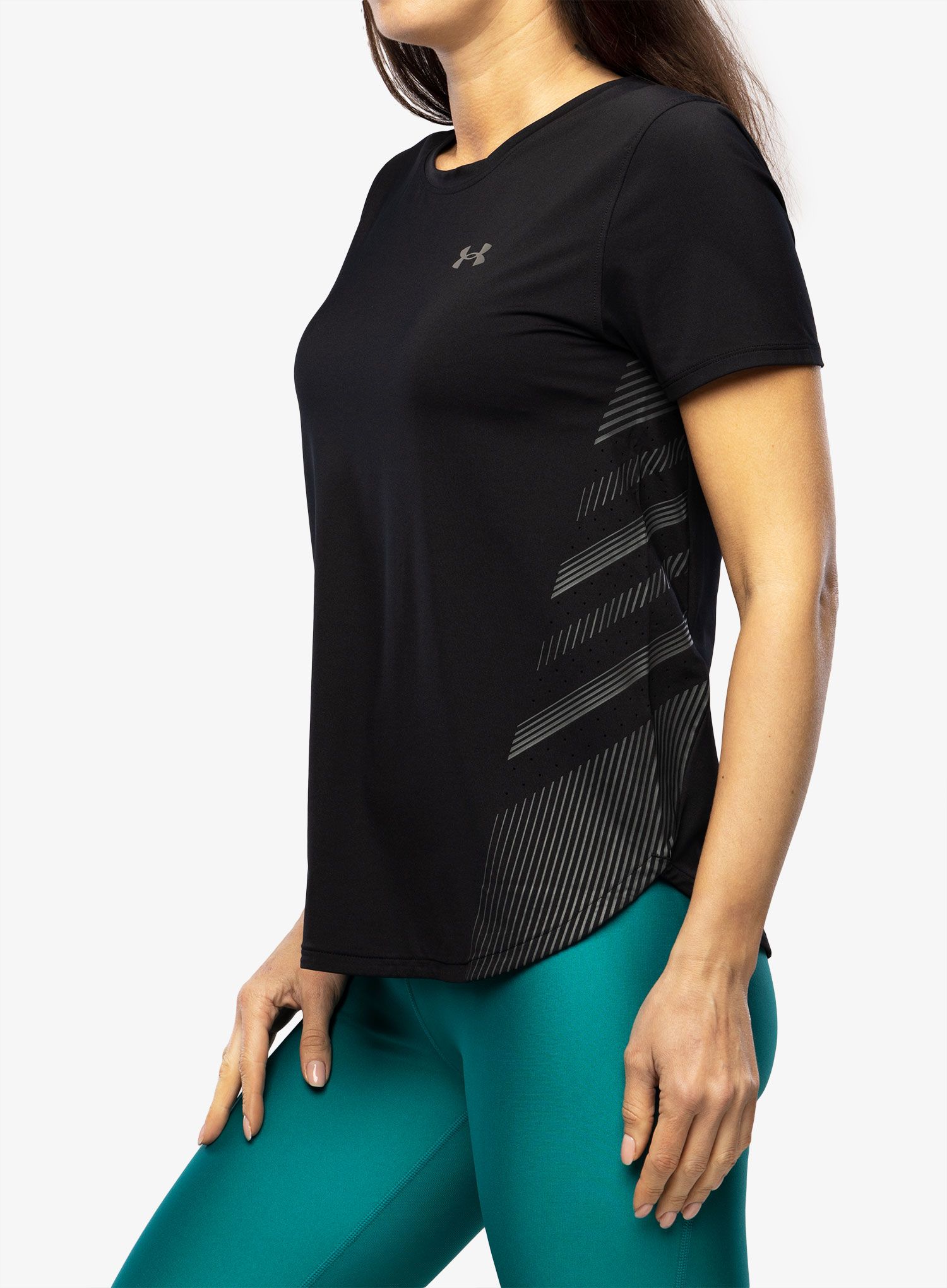 Běžecké tričko dámské Under Armour Iso-Chill Laser Tee II - black/pitch gray/reflective