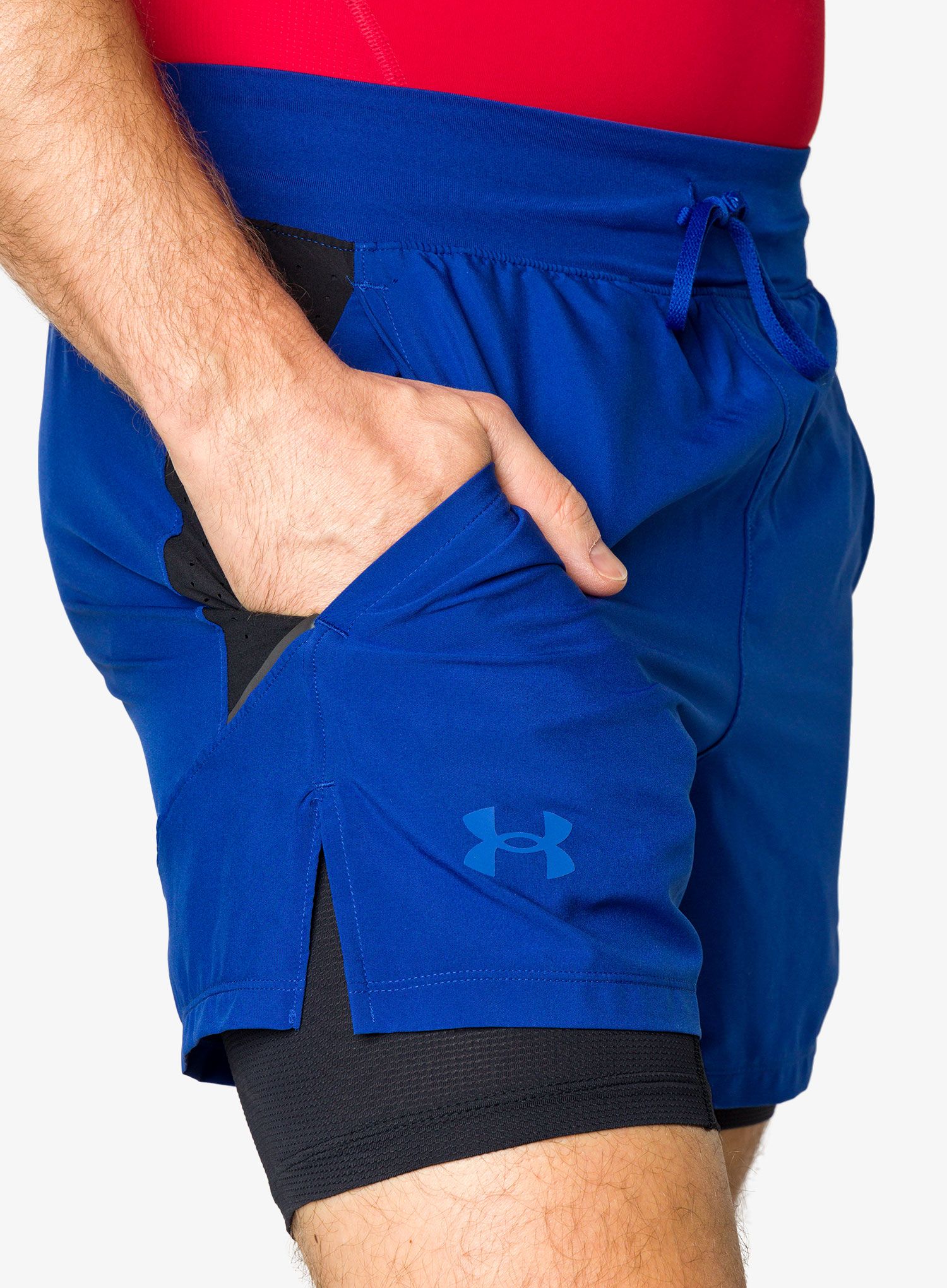 Pánské běžecké kraťasy Under Armour Launch Elite 2in1 5'' Short - blue mirage/black/reflective