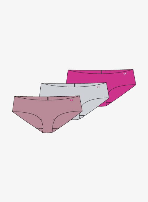 Dámské kalhotky Under Armour Pure Stretch Hipster 3 Pack - pink elixir/halo gray/r. pink