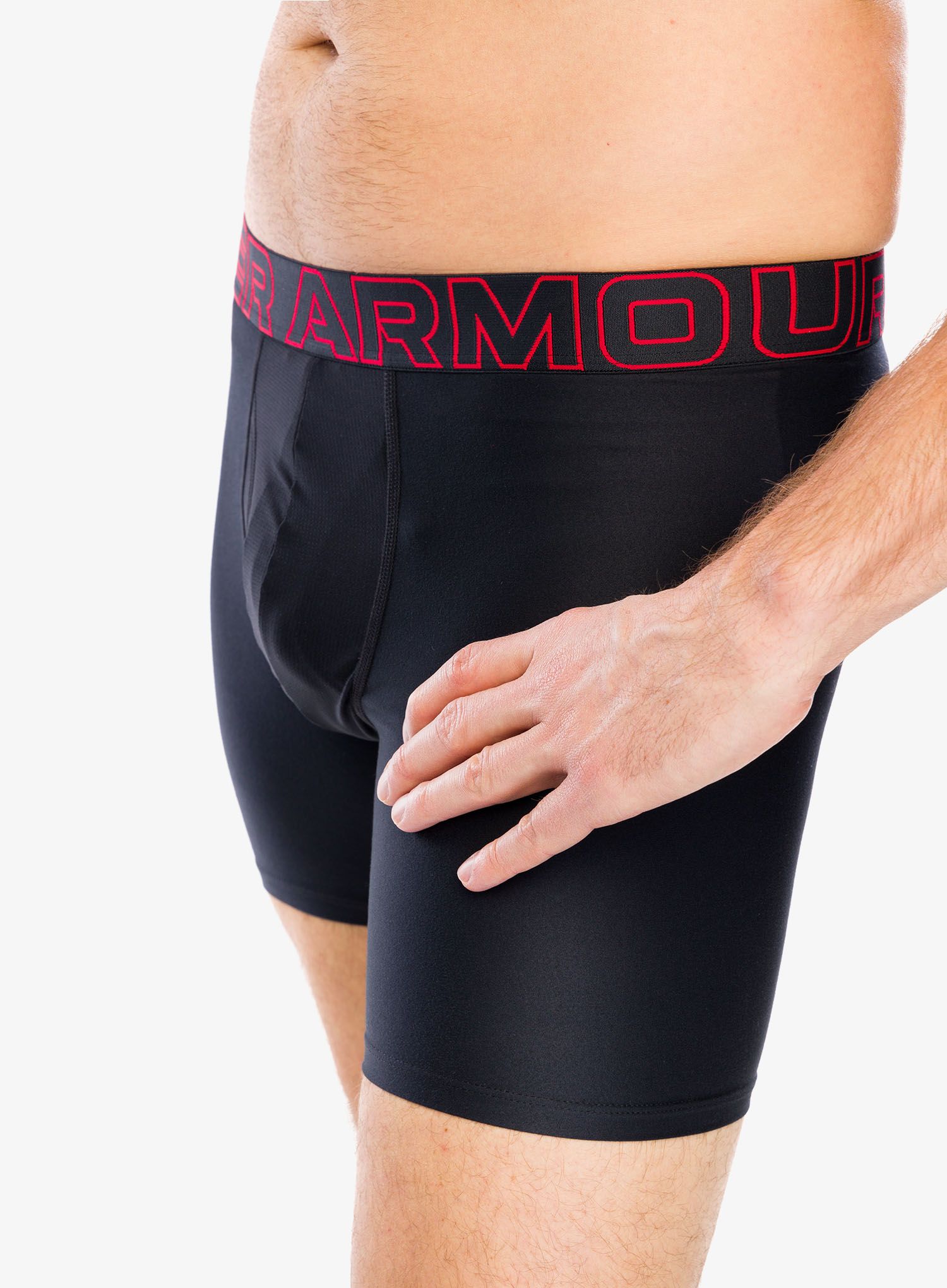 Funkční boxerky Under Armour Performance Tech 6 in 3-Pack Boxerjock - red/castlerock full heather