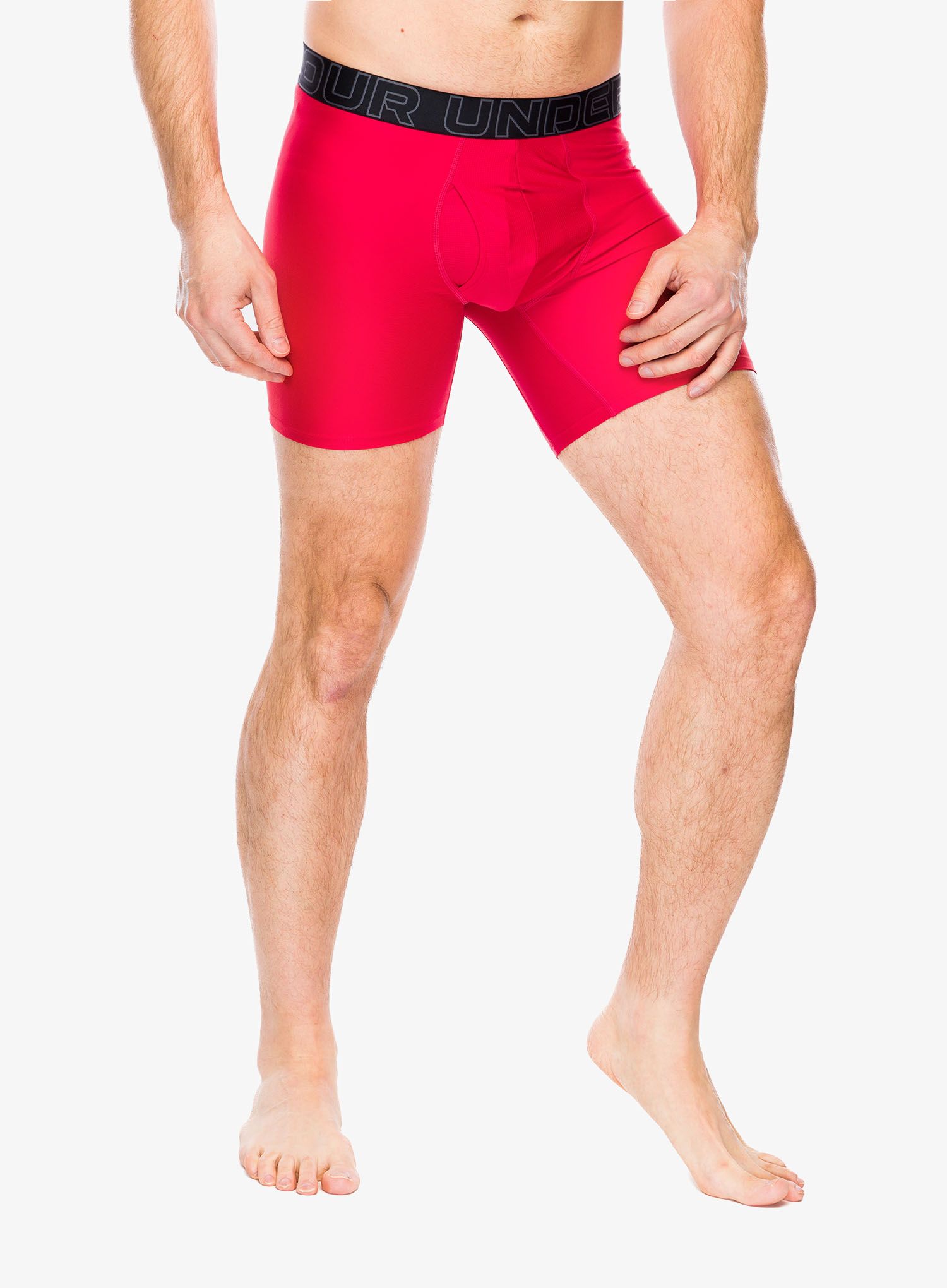 Funkční boxerky Under Armour Performance Tech 6 in 3-Pack Boxerjock - red/castlerock full heather