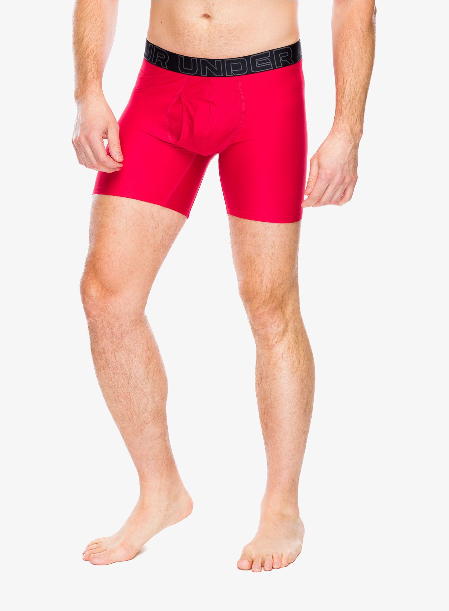Funkční boxerky Under Armour Performance Tech 6 in 3-Pack Boxerjock - red/castlerock full heather