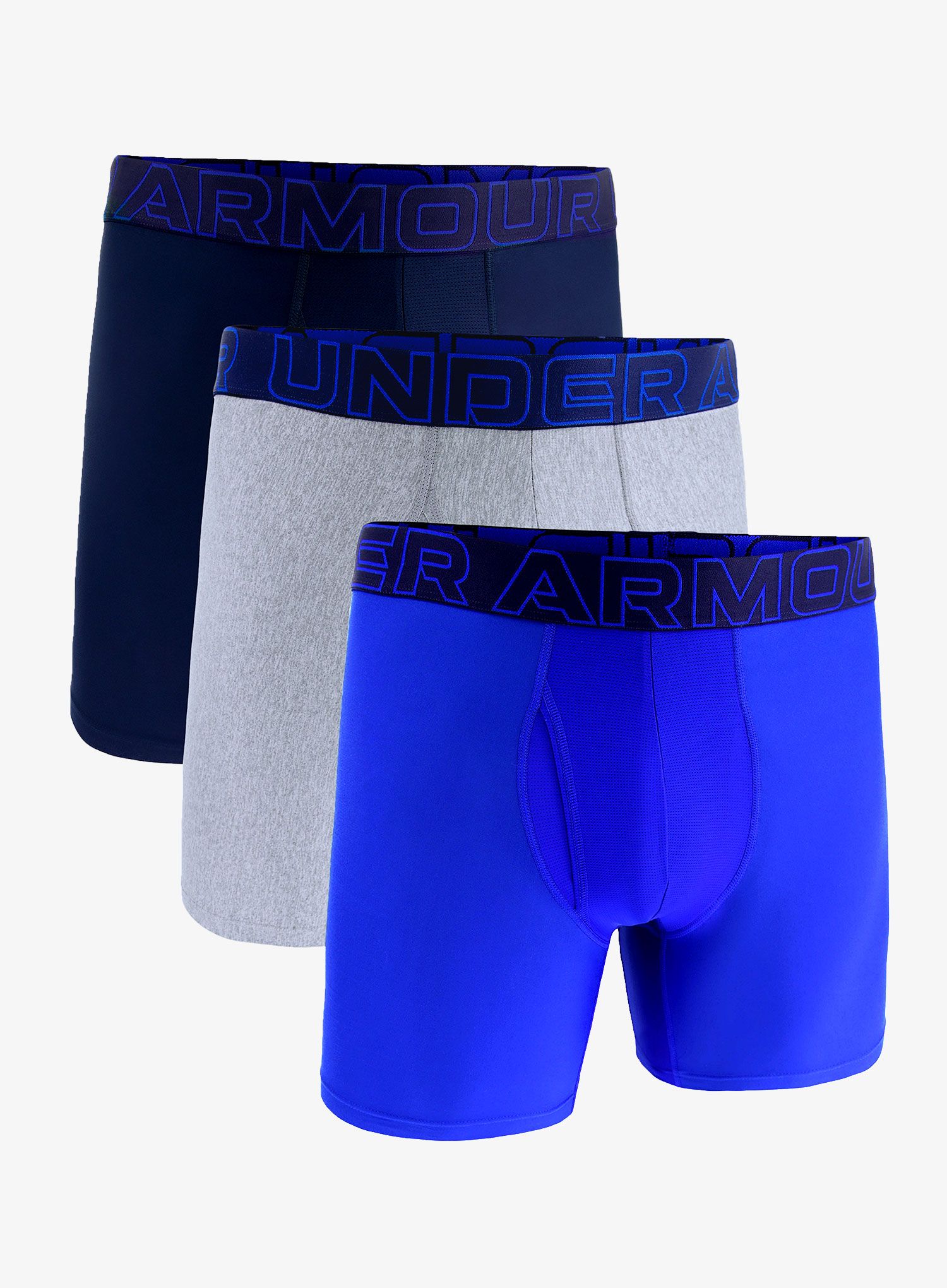 Funkční boxerky Under Armour Performance Tech 6 in 3-Pack Boxerjock - royal/steel full heather