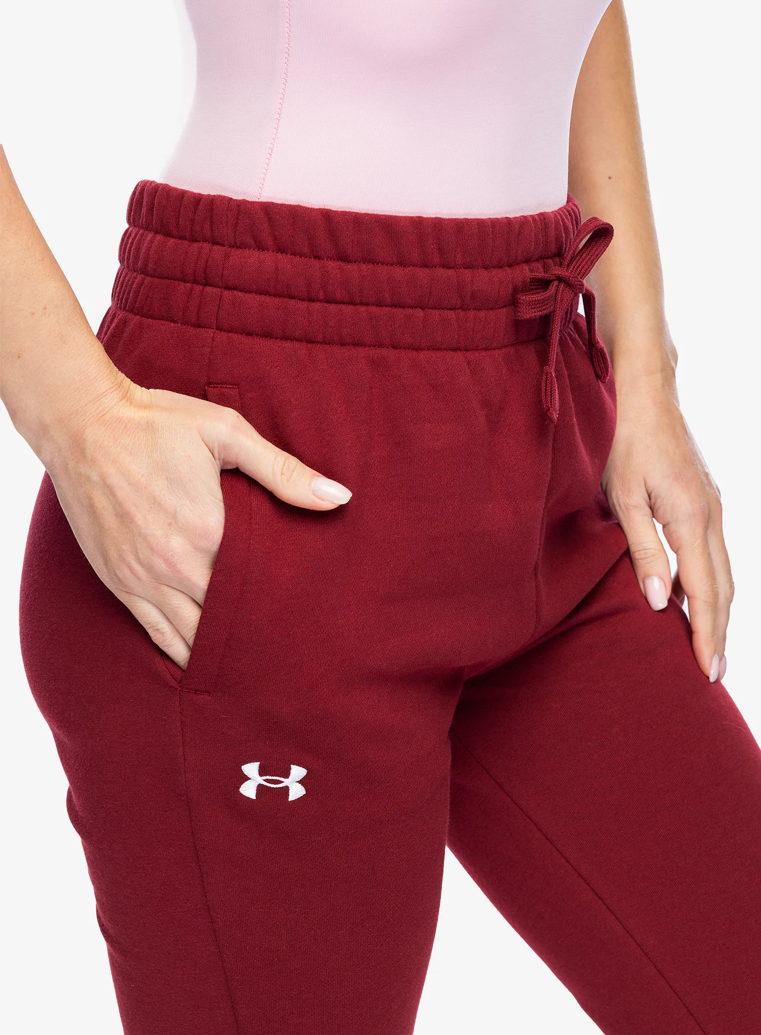 Kalhoty dámské Under Armour Rival Fleece Joggers - cardinal/white