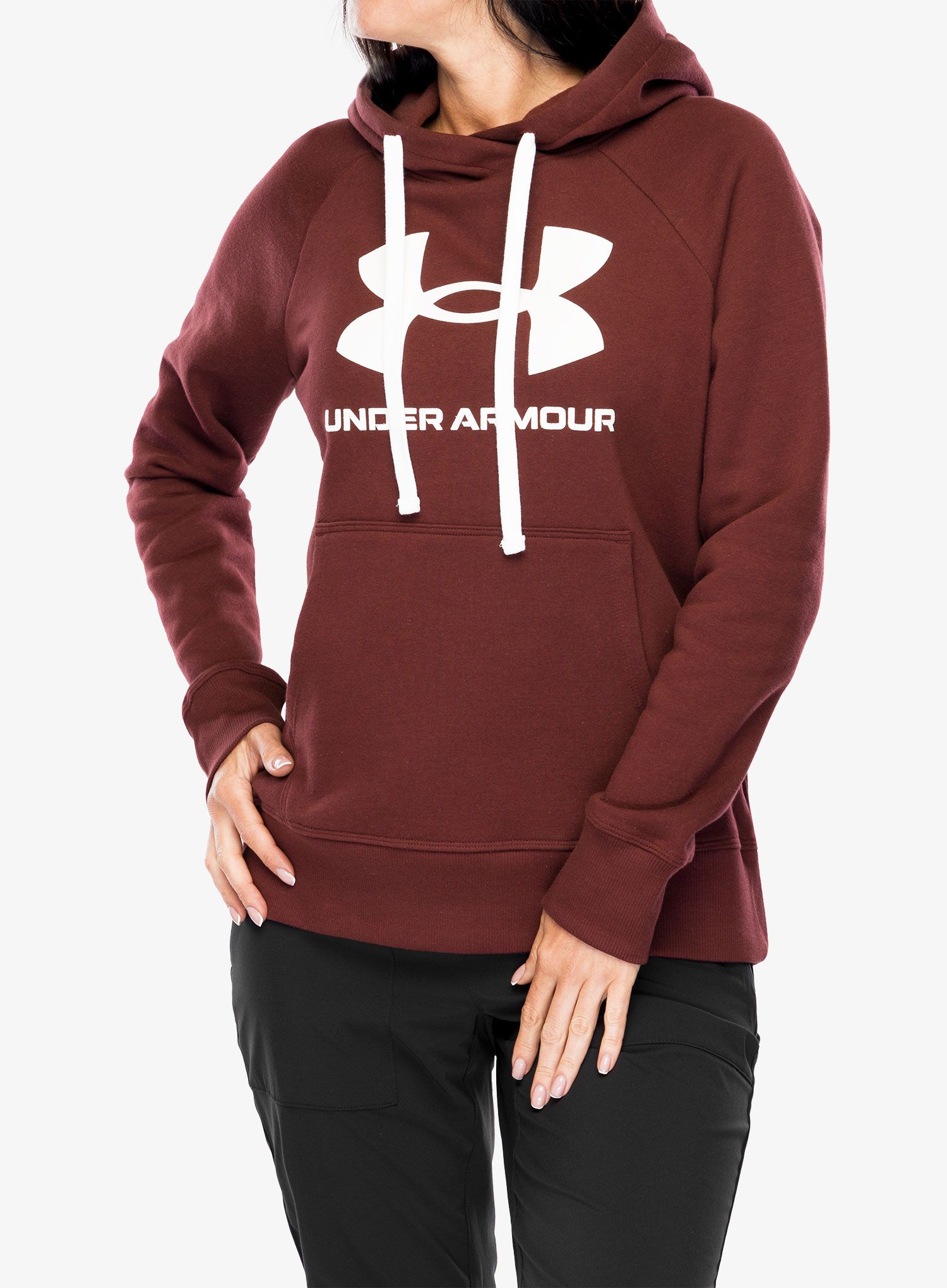 Dámská mikina Under Armour Rival Fleece Logo Hoodie - chestnut red/white