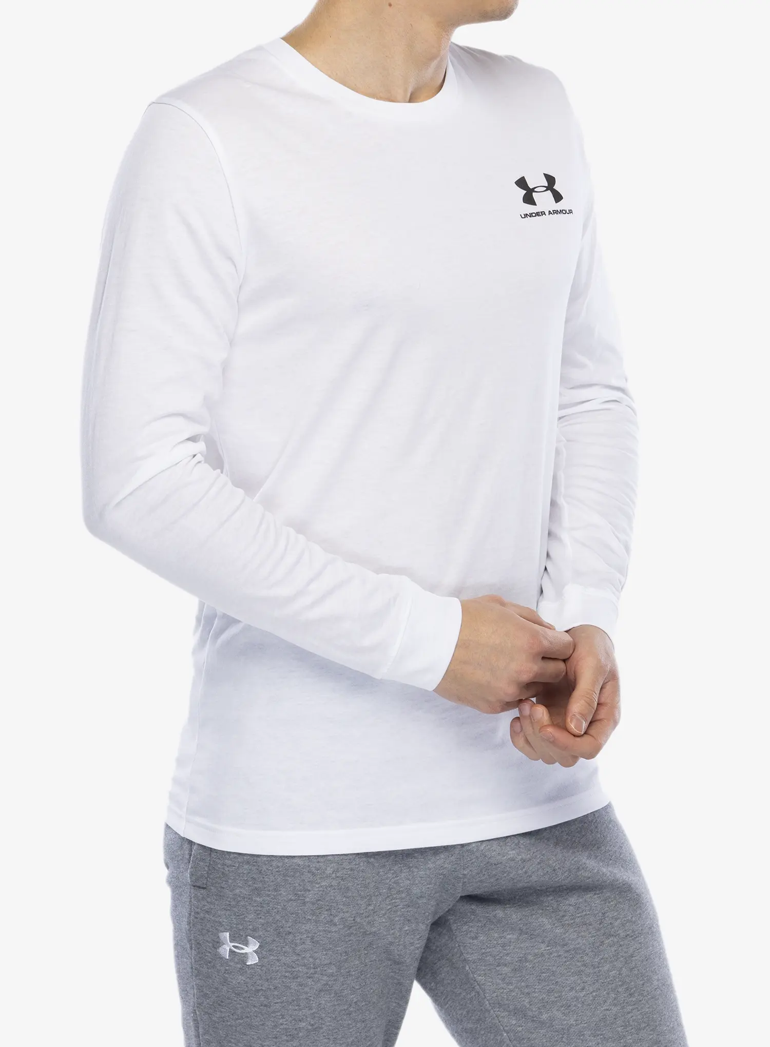 Tričko s dlouhým rukávem Under Armour Sportstyle Left Chest LS - white/black